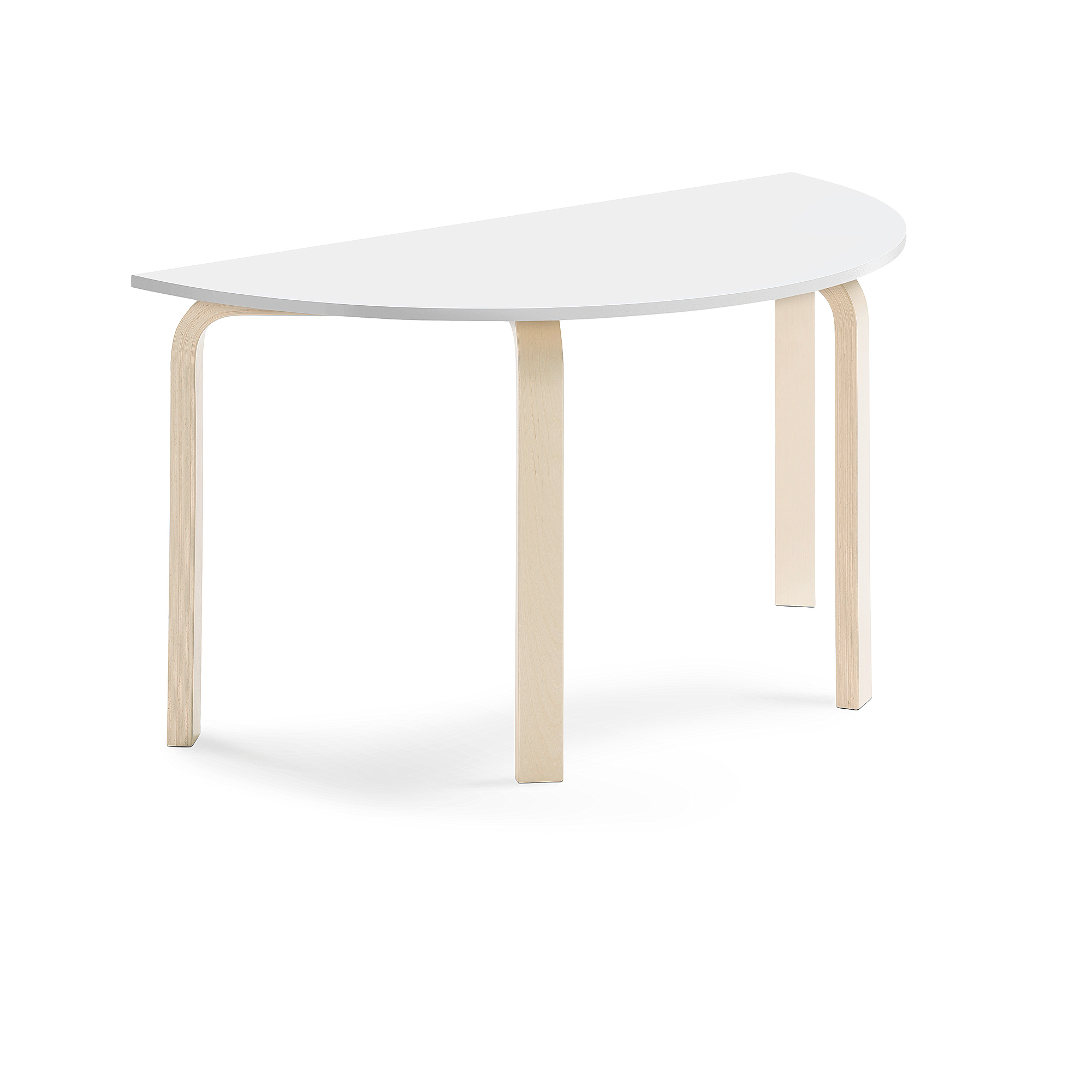 Stůl ELTON, půlkruh, 1200x600x640 mm, bříza, akustická HPL deska, bílá