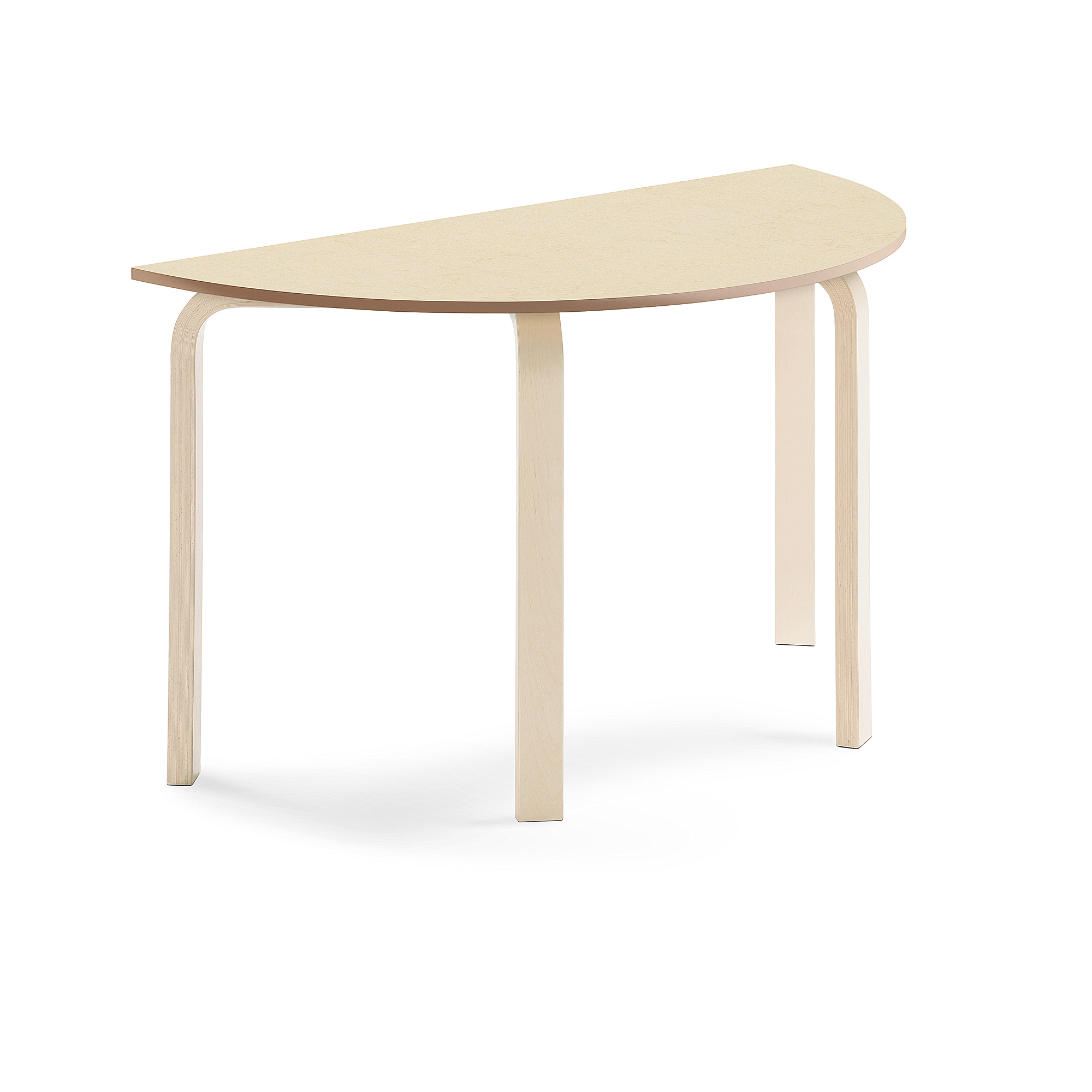 Levně Stůl ELTON, půlkruh, 1200x600x710 mm, bříza, akustické linoleum, béžová
