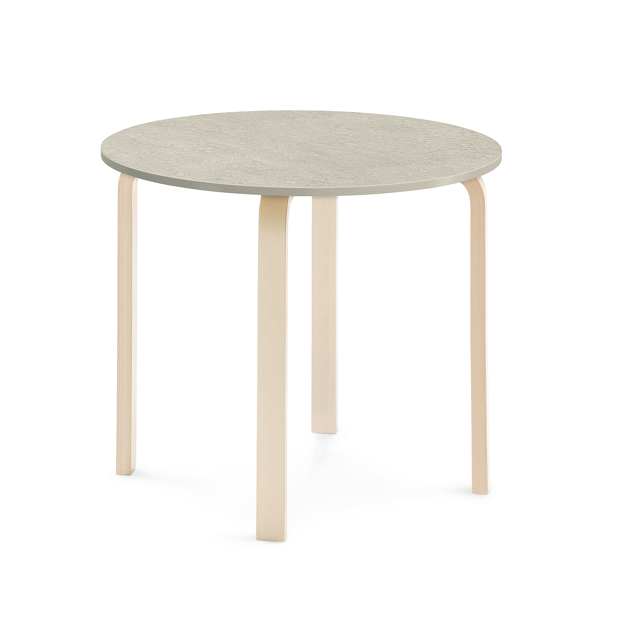 Stůl ELTON, Ø 900x710 mm, bříza, akustické linoleum, šedá