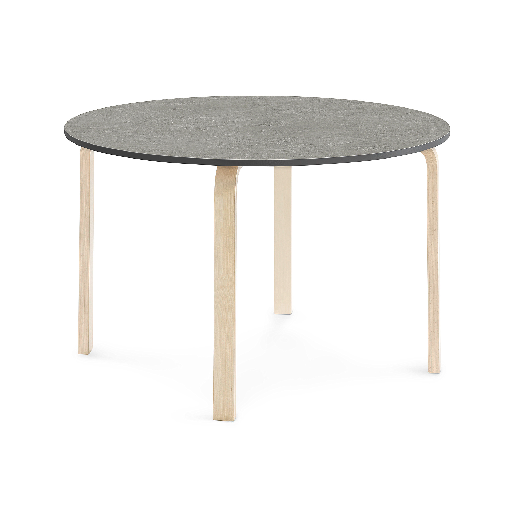 Stůl ELTON, Ø 1200x710 mm, bříza, akustické linoleum, tmavě šedá