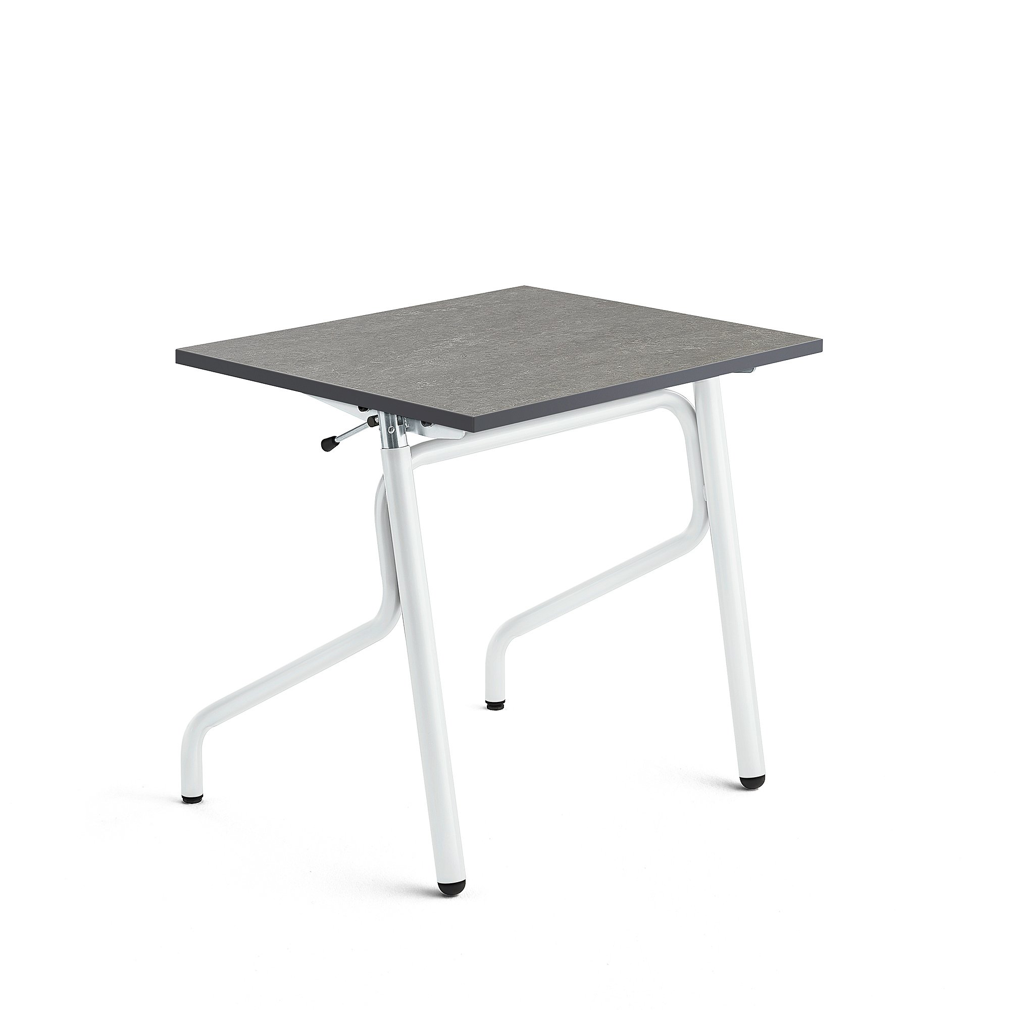 E-shop Nastaviteľná školská lavica ADJUST, 700x600 mm, linoleum - tmavošedá, biela