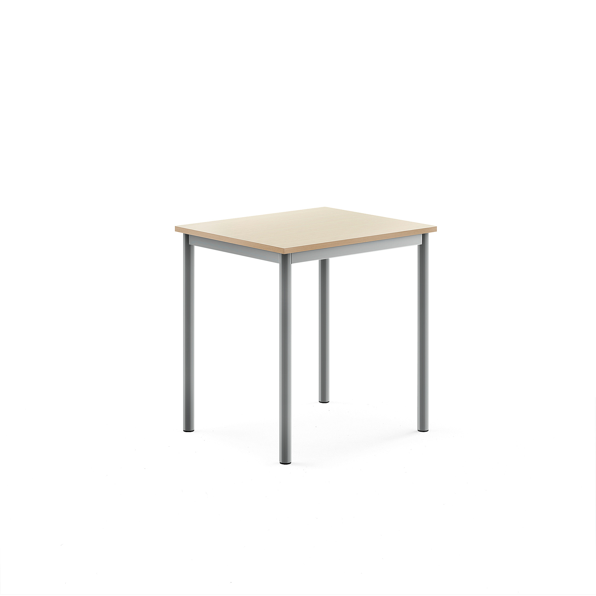 Stůl SONITUS, 700x600x720 mm, stříbrné nohy, HPL deska tlumící hluk, bříza