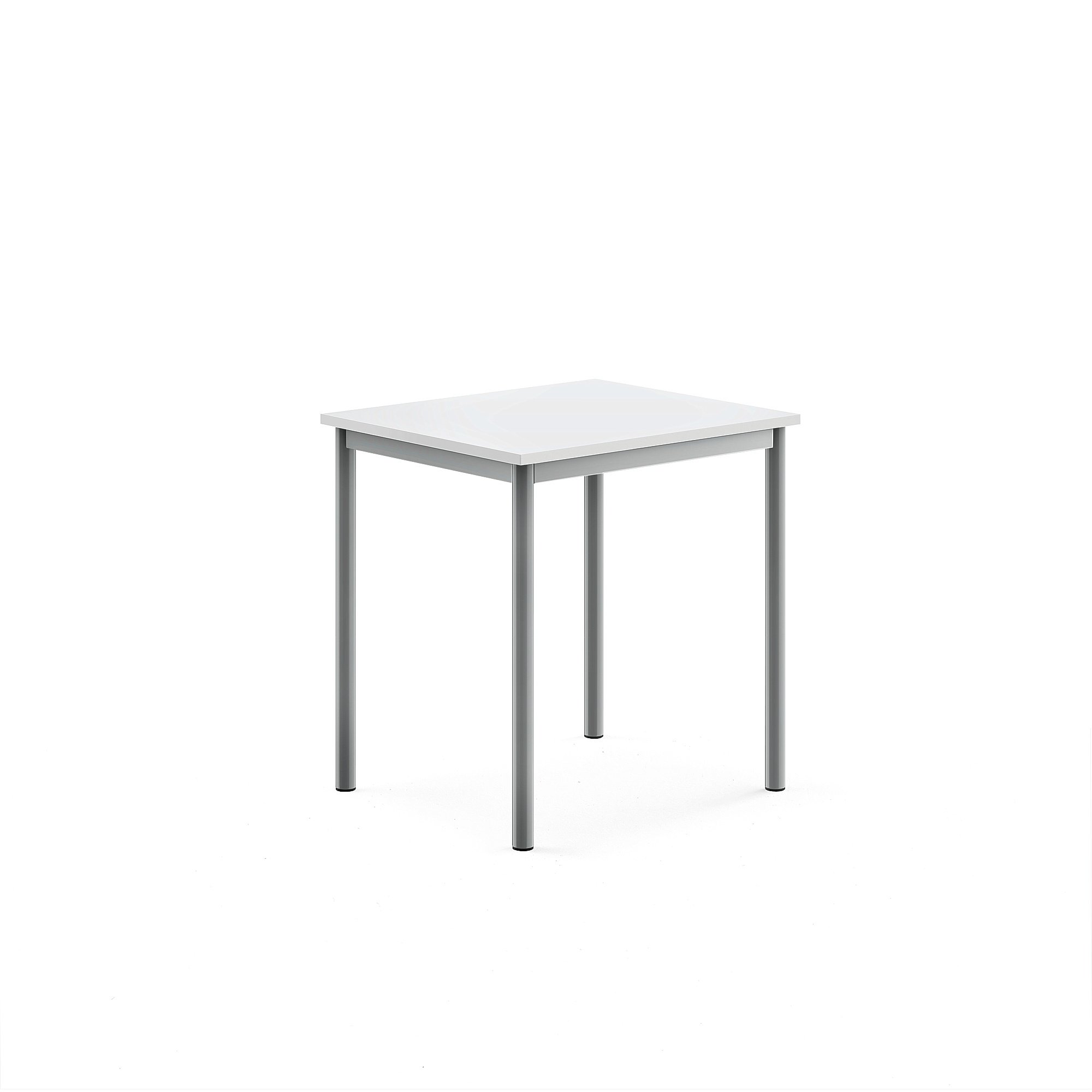 Stůl SONITUS, 700x600x720 mm, stříbrné nohy, HPL deska tlumící hluk, bílá