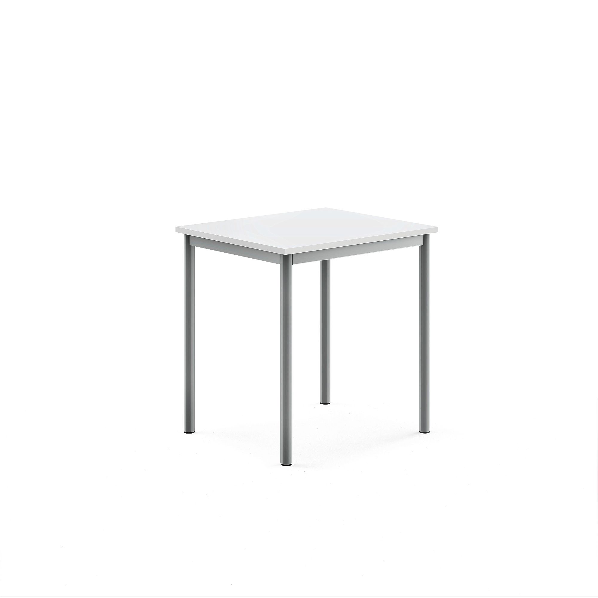 Stůl BORÅS, 700x600x720 mm, stříbrné nohy, HPL deska, bílá