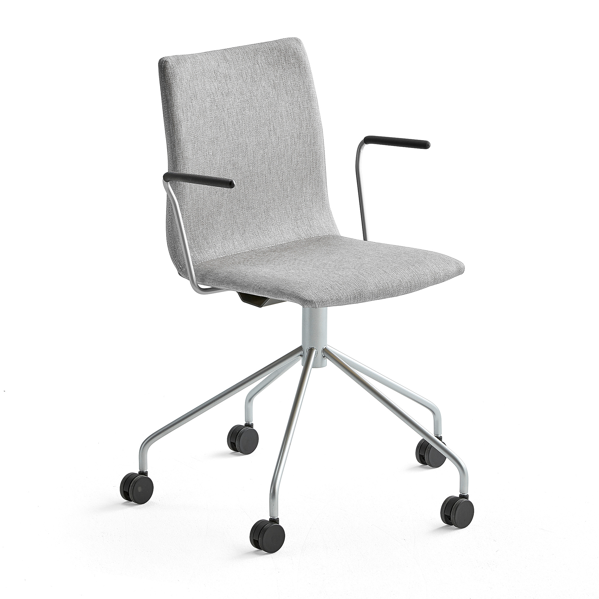 Konferenčná stolička OTTAWA, s kolieskami a opierkami rúk, strieborná/šedá