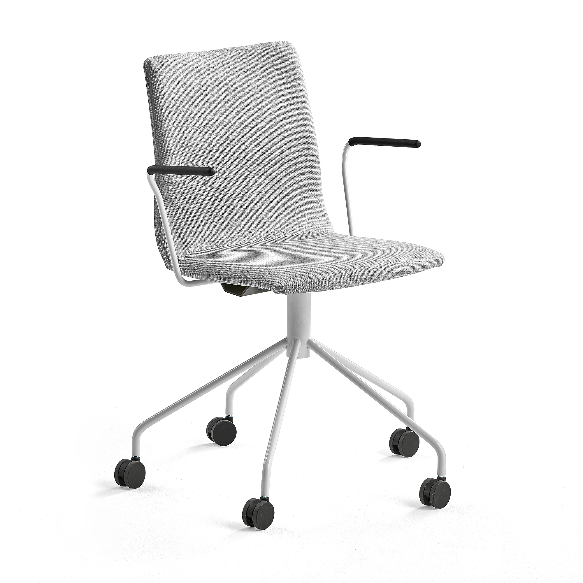Levně Konferenční židle OTTAWA, s kolečky a područkami, stříbrně šedý potah, bílá