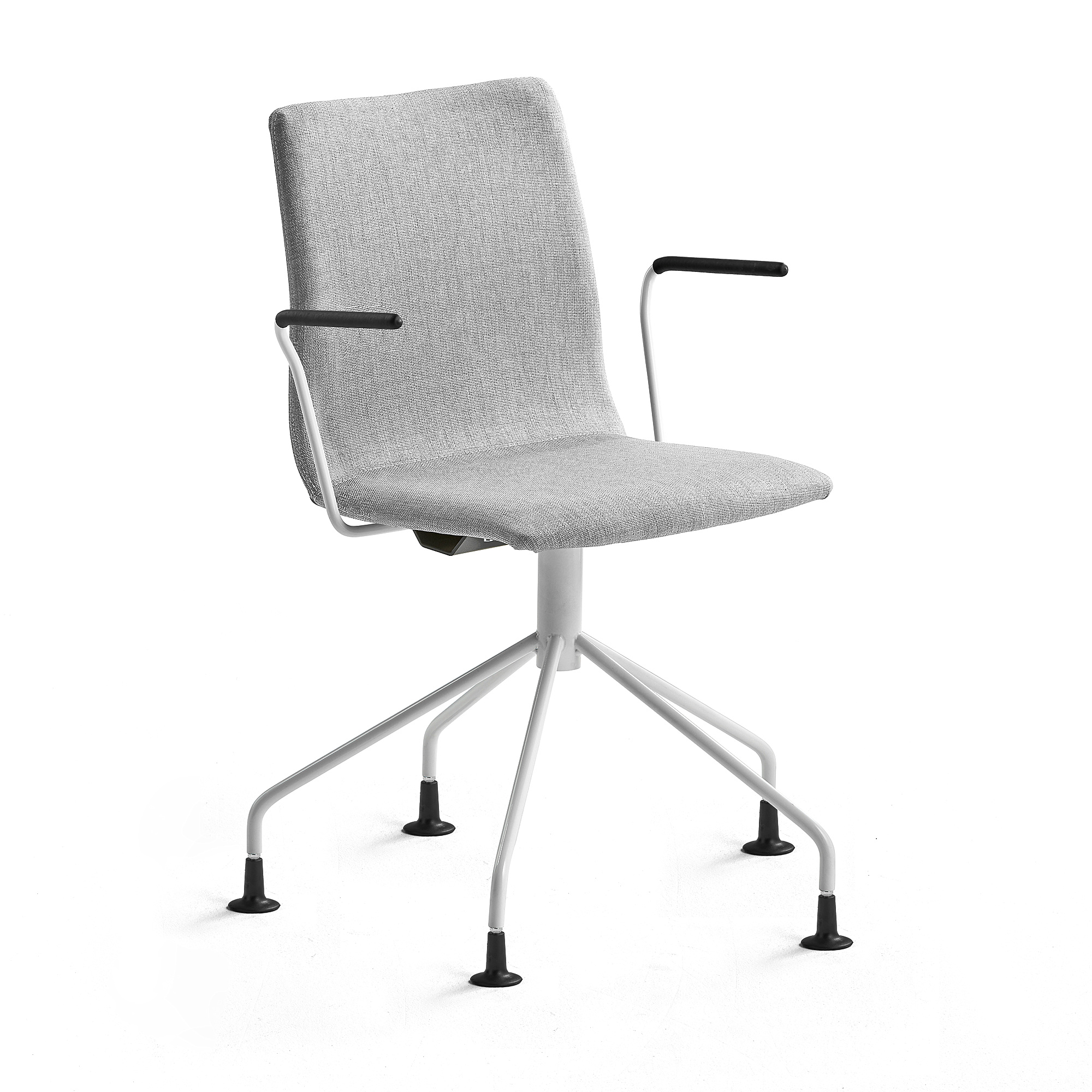 Levně Konferenční židle OTTAWA, s područkami, podnož pavouk, stříbrně šedý potah, bílá