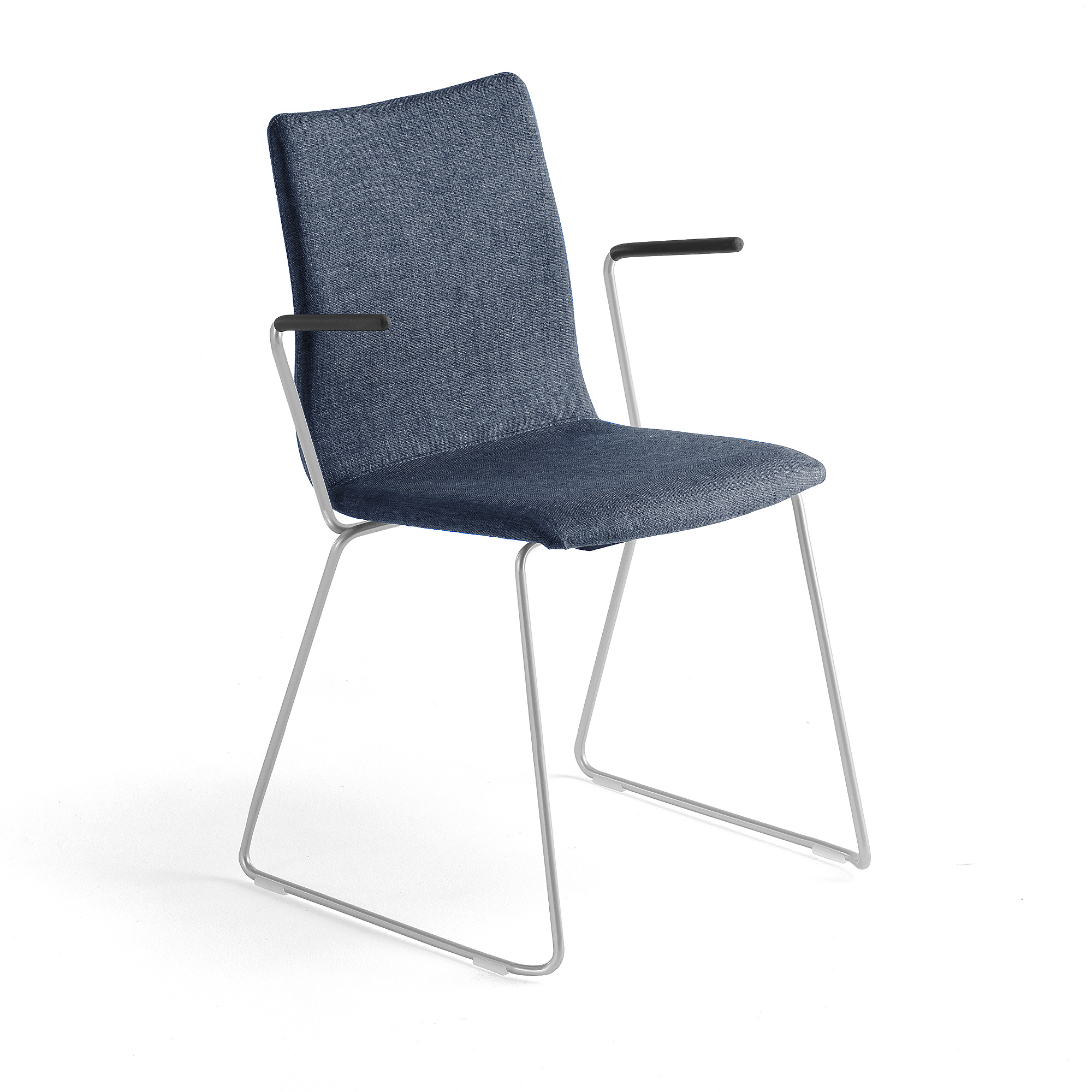 Levně Konferenční židle OTTAWA, s područkami, ližinová podnož, modrý potah, šedá