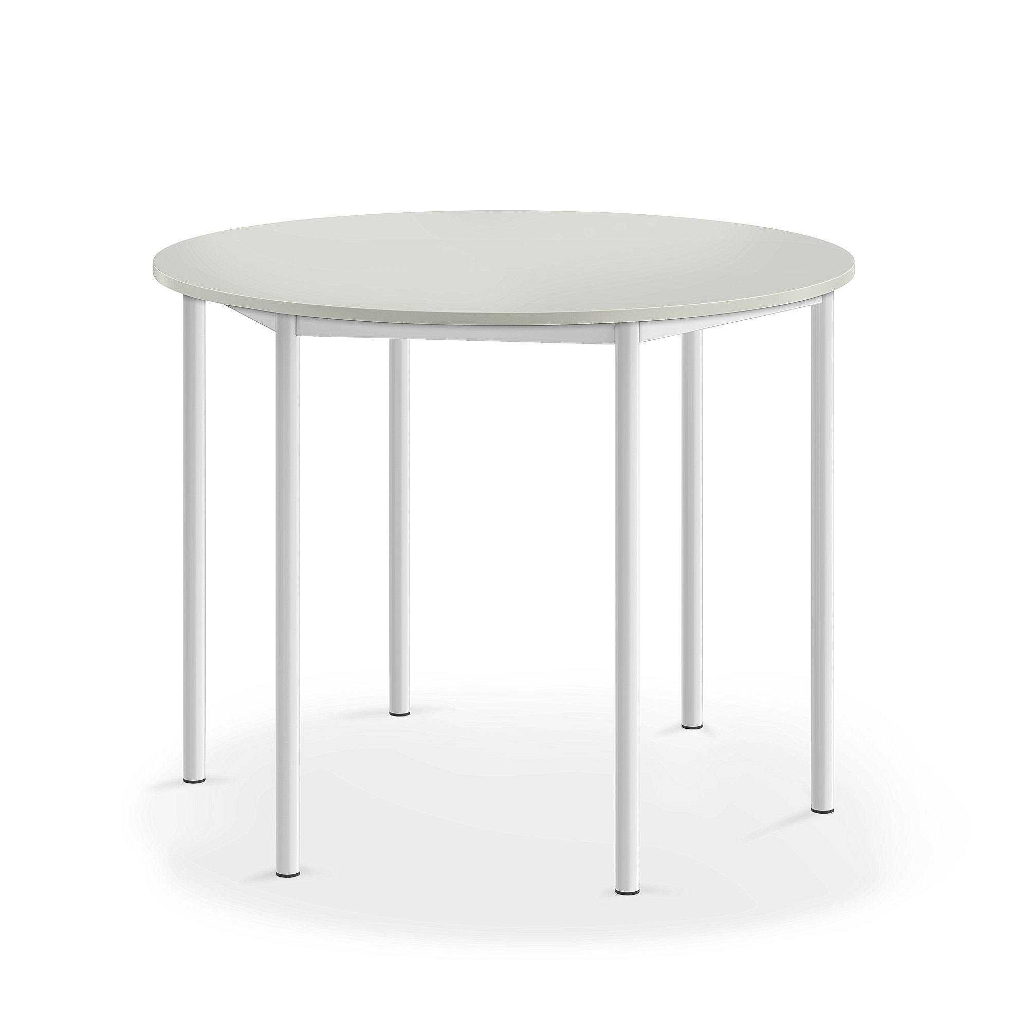 Stůl BORÅS, Ø1200x900 mm, bílé nohy, HPL deska, šedá