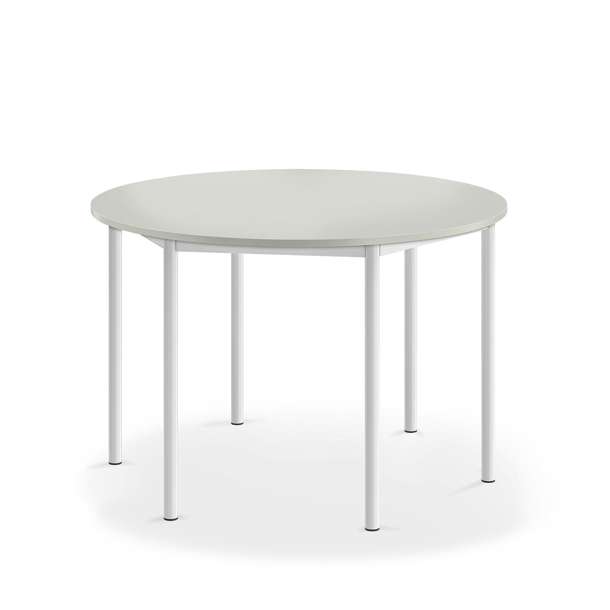 Stůl SONITUS, Ø1200x760 mm, bílé nohy, HPL deska tlumící hluk, šedá