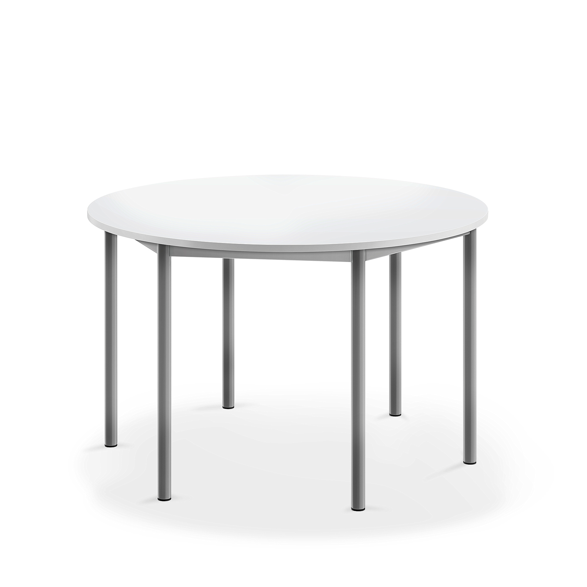 Levně Stůl BORÅS, Ø1200x720 mm, stříbrné nohy, HPL deska, bílá