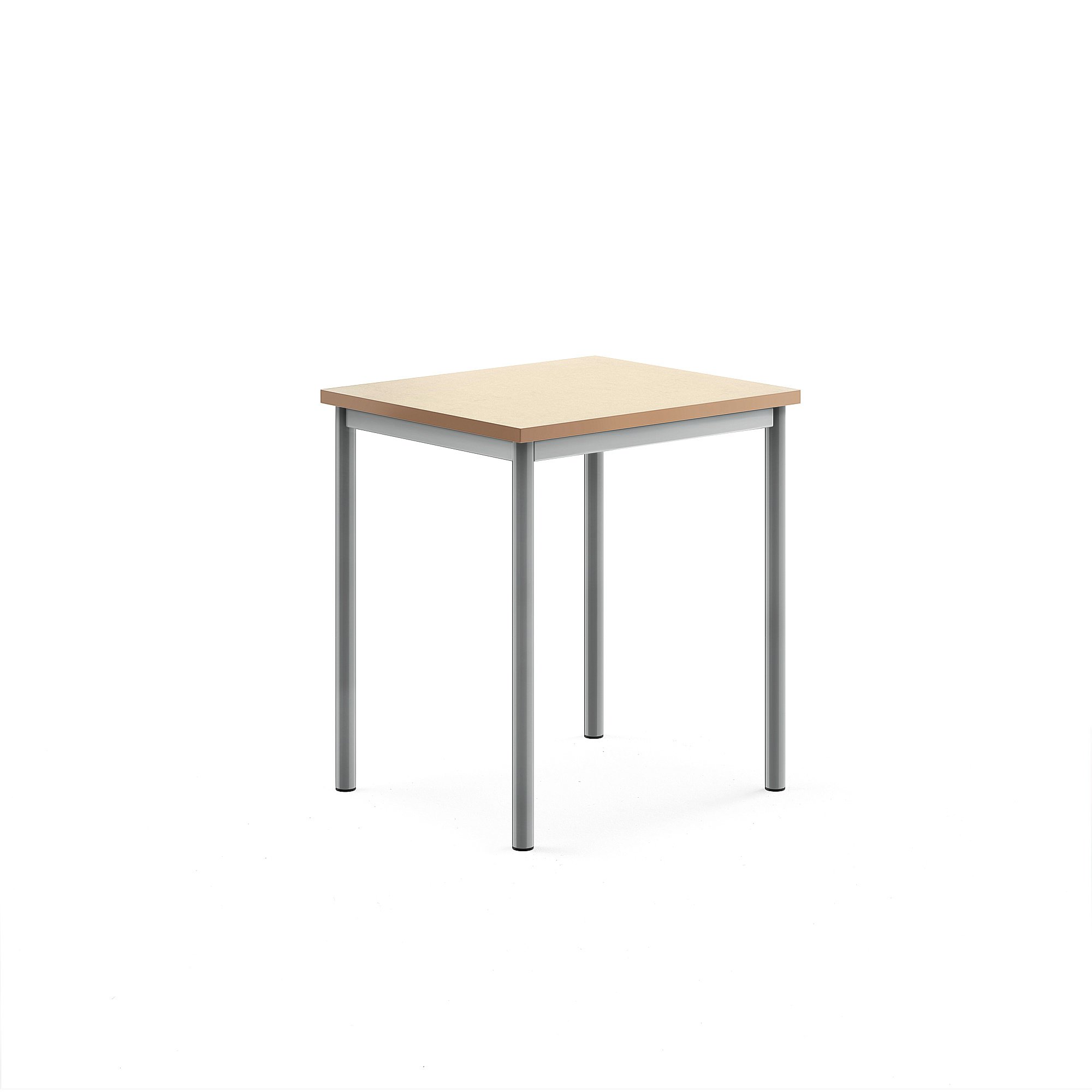 Levně Stůl SONITUS, 700x600x760 mm, stříbrné nohy, deska s linoleem, béžová