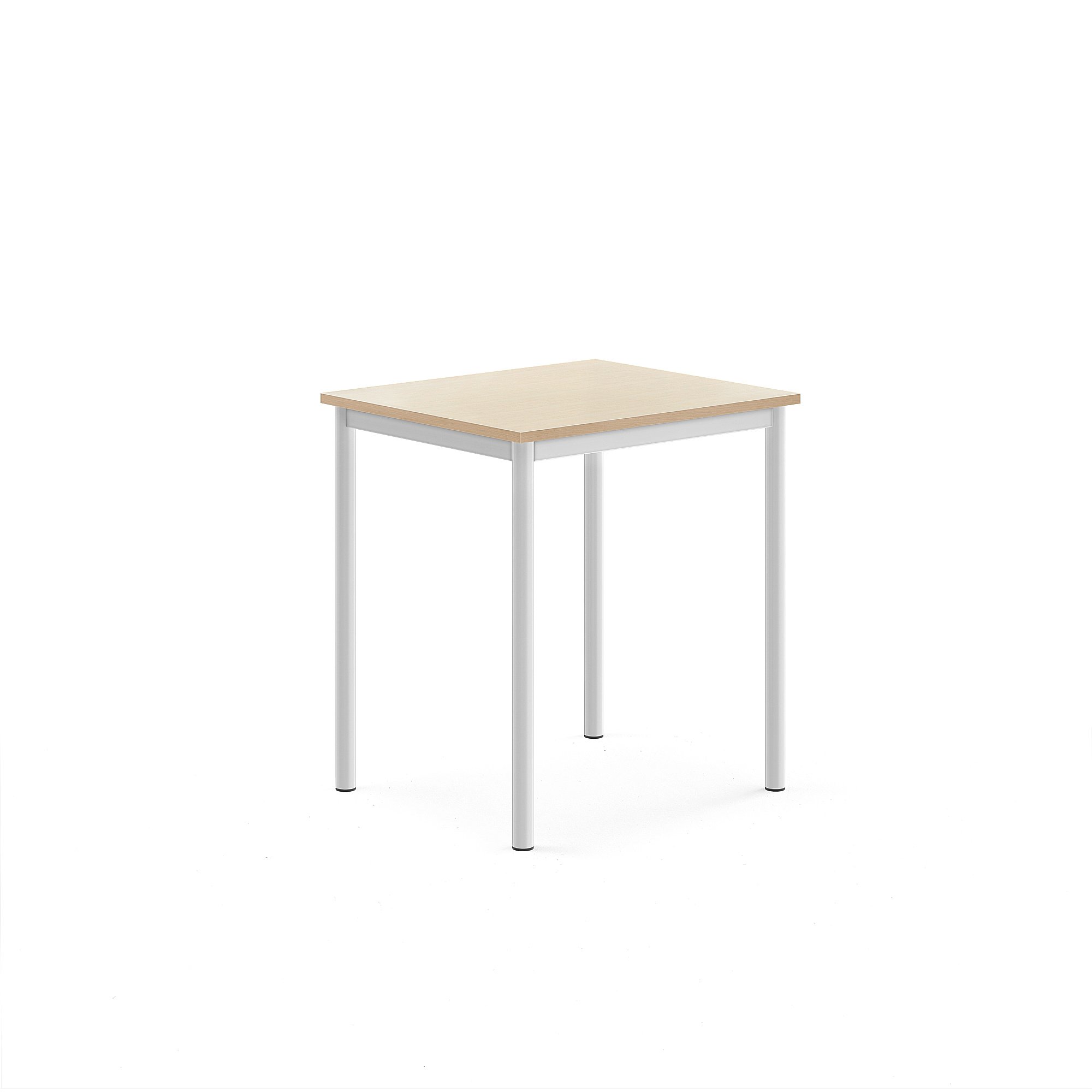 Stůl SONITUS, 700x600x760 mm, bílé nohy, HPL deska tlumící hluk, bříza