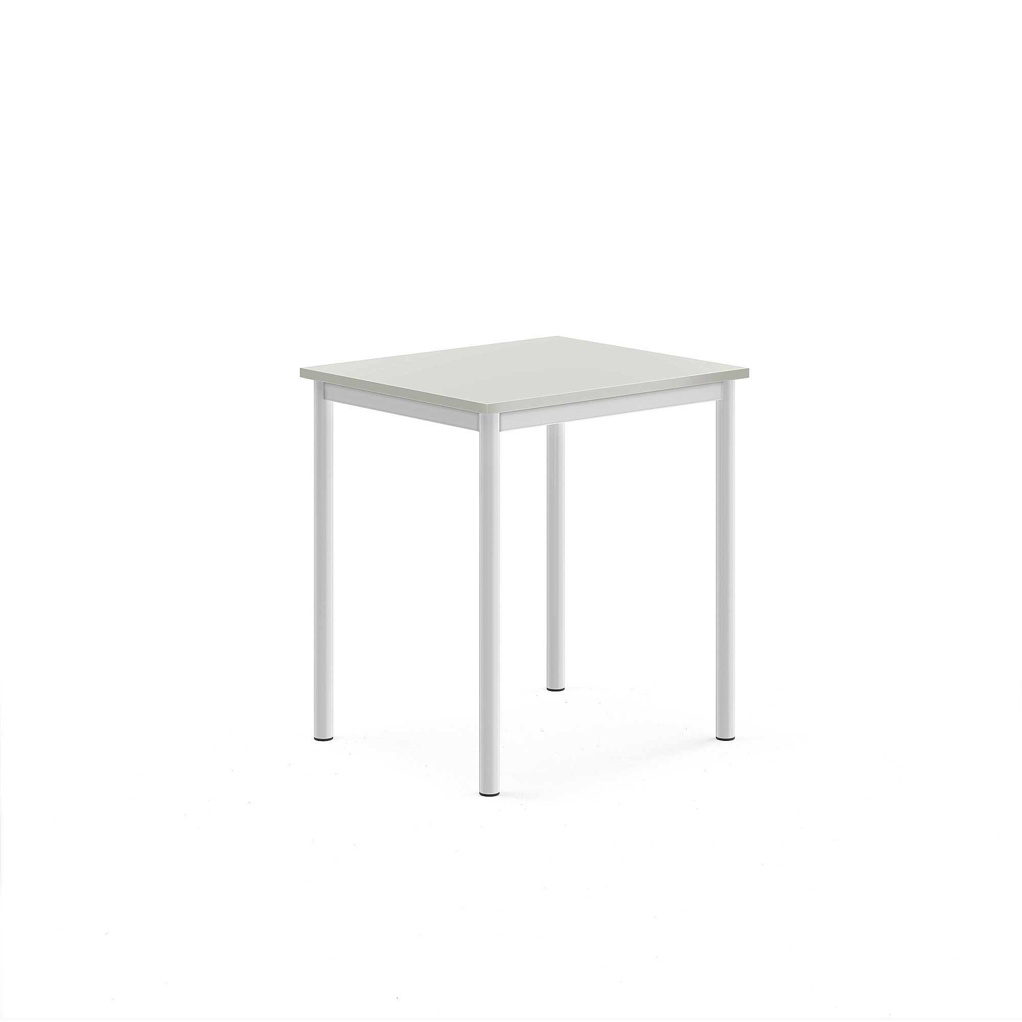 Stůl SONITUS, 700x600x760 mm, bílé nohy, HPL deska tlumící hluk, šedá