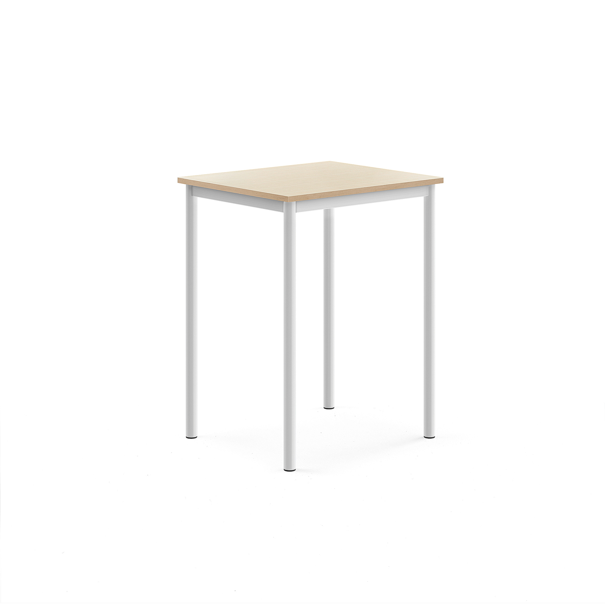 Stůl SONITUS, 700x600x900 mm, bílé nohy, HPL deska tlumící hluk, bříza