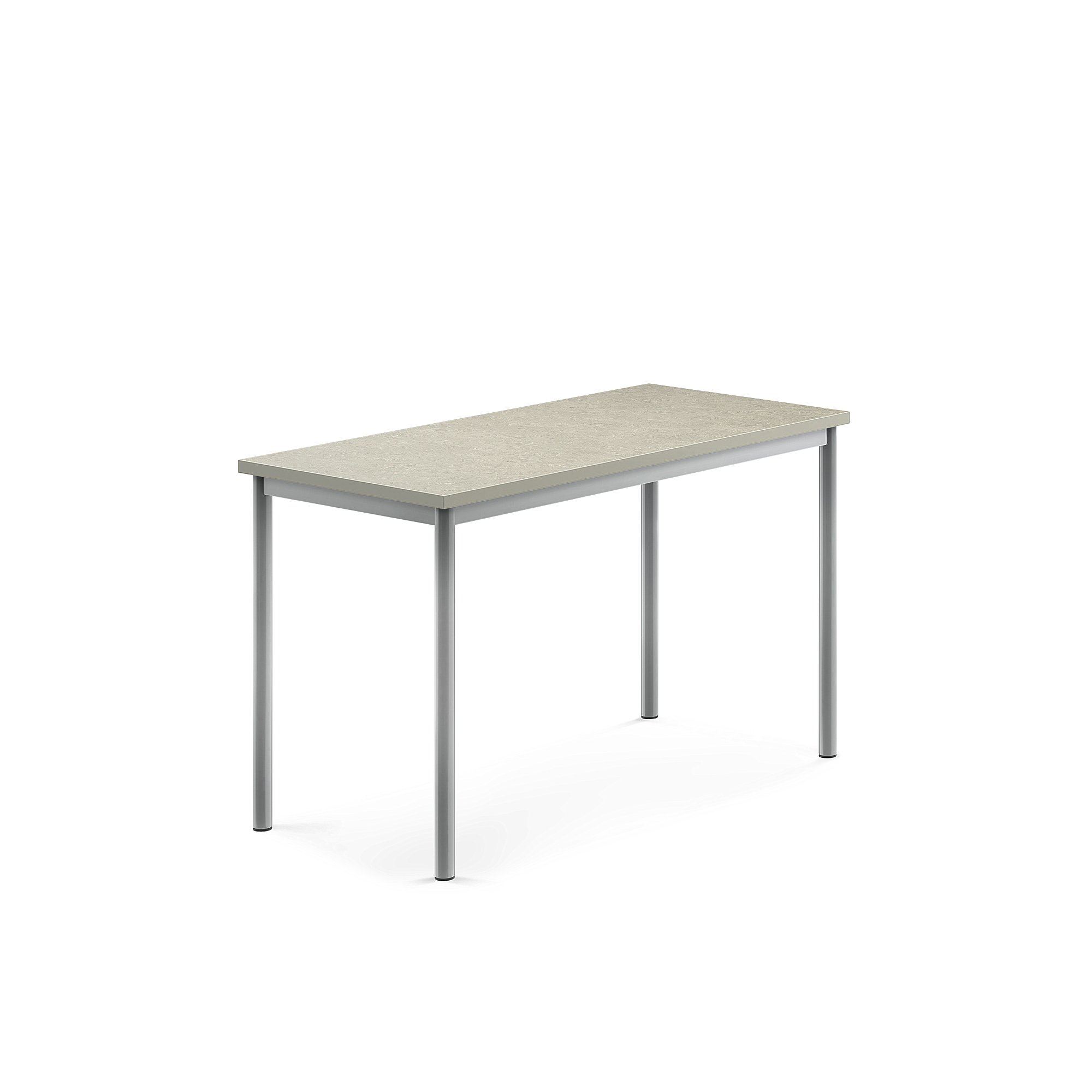 Stůl SONITUS, 1200x600x720 mm, stříbrné nohy, deska s linoleem, šedá
