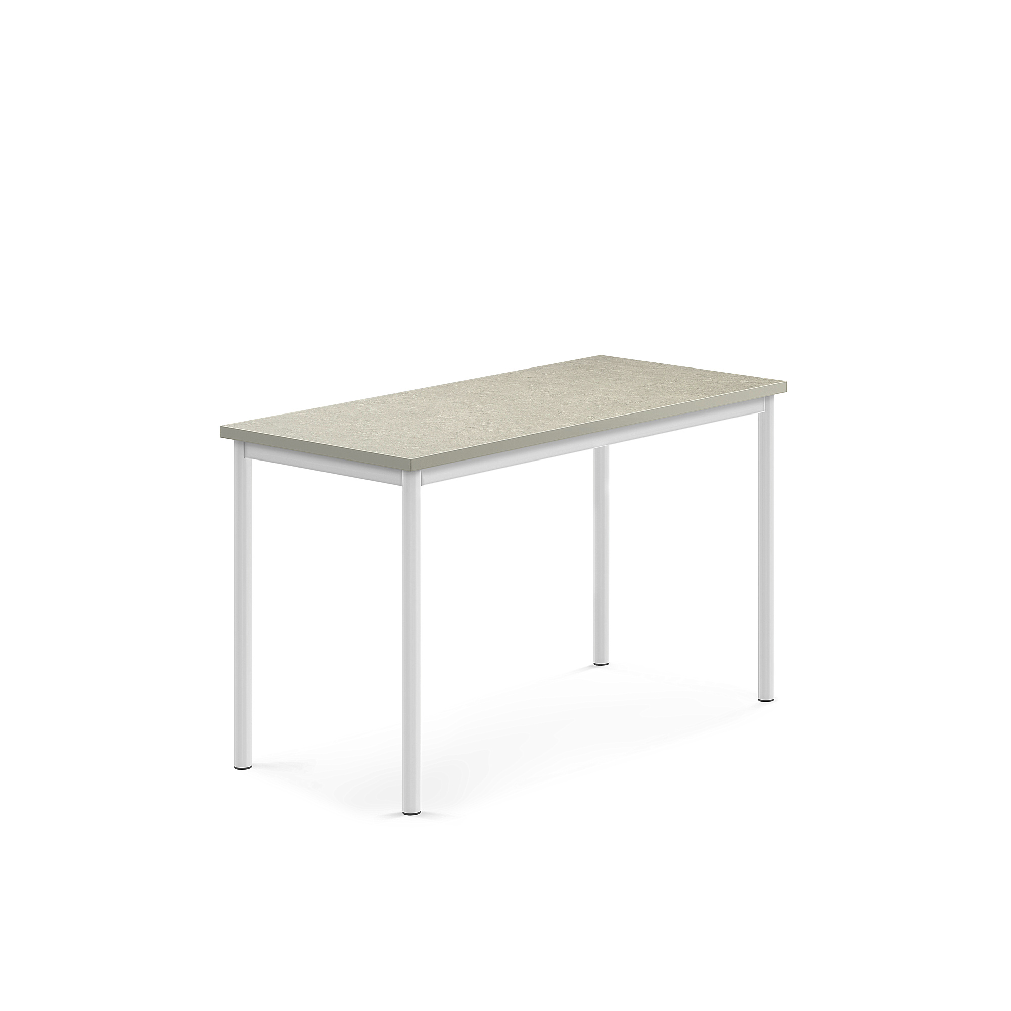 Stůl SONITUS, 1200x600x720 mm, bílé nohy, deska s linoleem, šedá