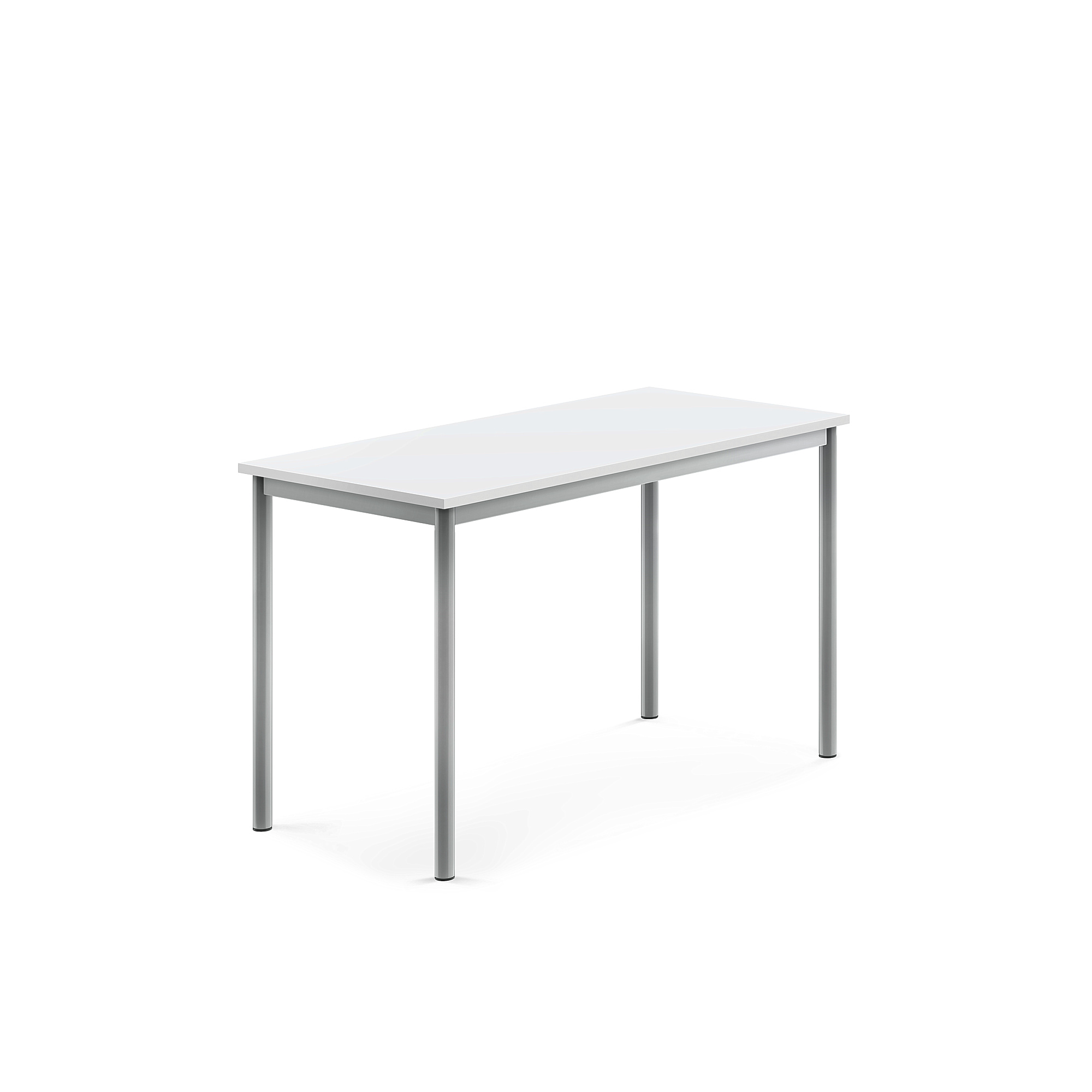 Stůl SONITUS, 1200x600x720 mm, stříbrné nohy, HPL deska tlumící hluk, bílá