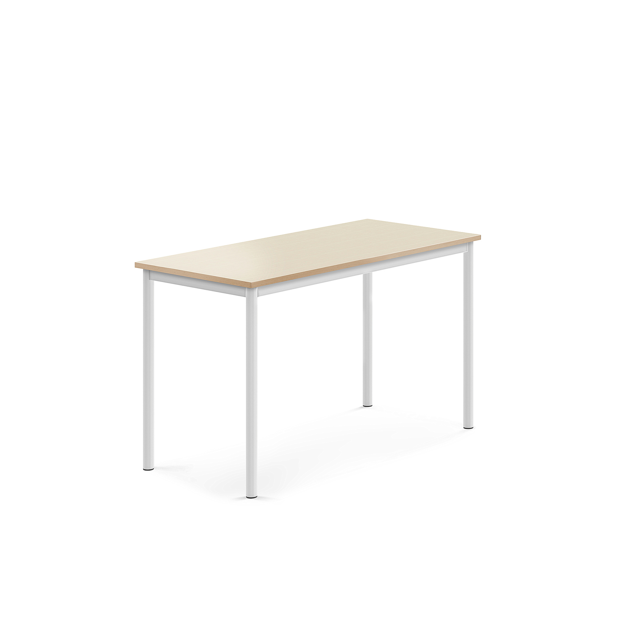 Stůl SONITUS, 1200x600x720 mm, bílé nohy, HPL deska tlumící hluk, bříza