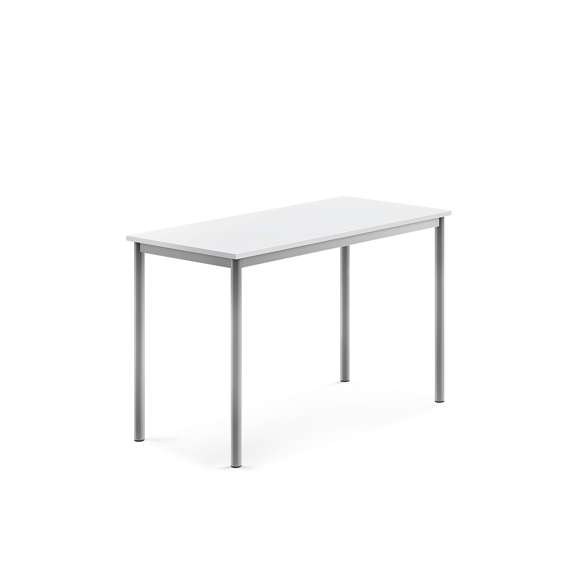 Stůl SONITUS, 1200x600x760 mm, stříbrné nohy, HPL deska tlumící hluk, bílá