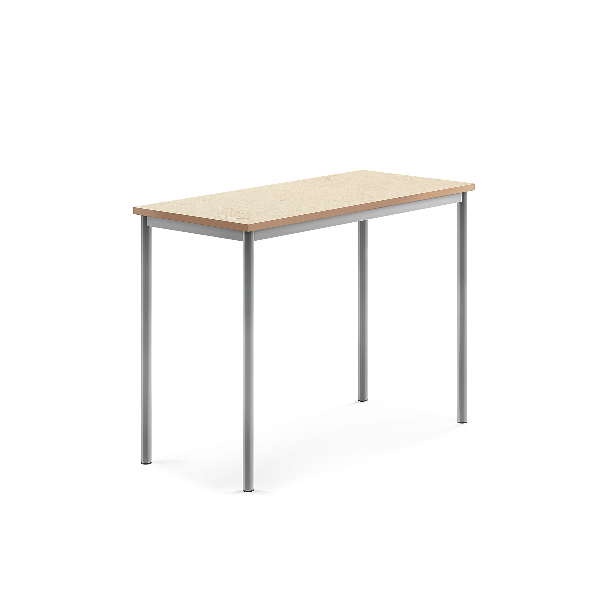 Stůl SONITUS, 1200x600x900 mm, stříbrné nohy, deska s linoleem, béžová