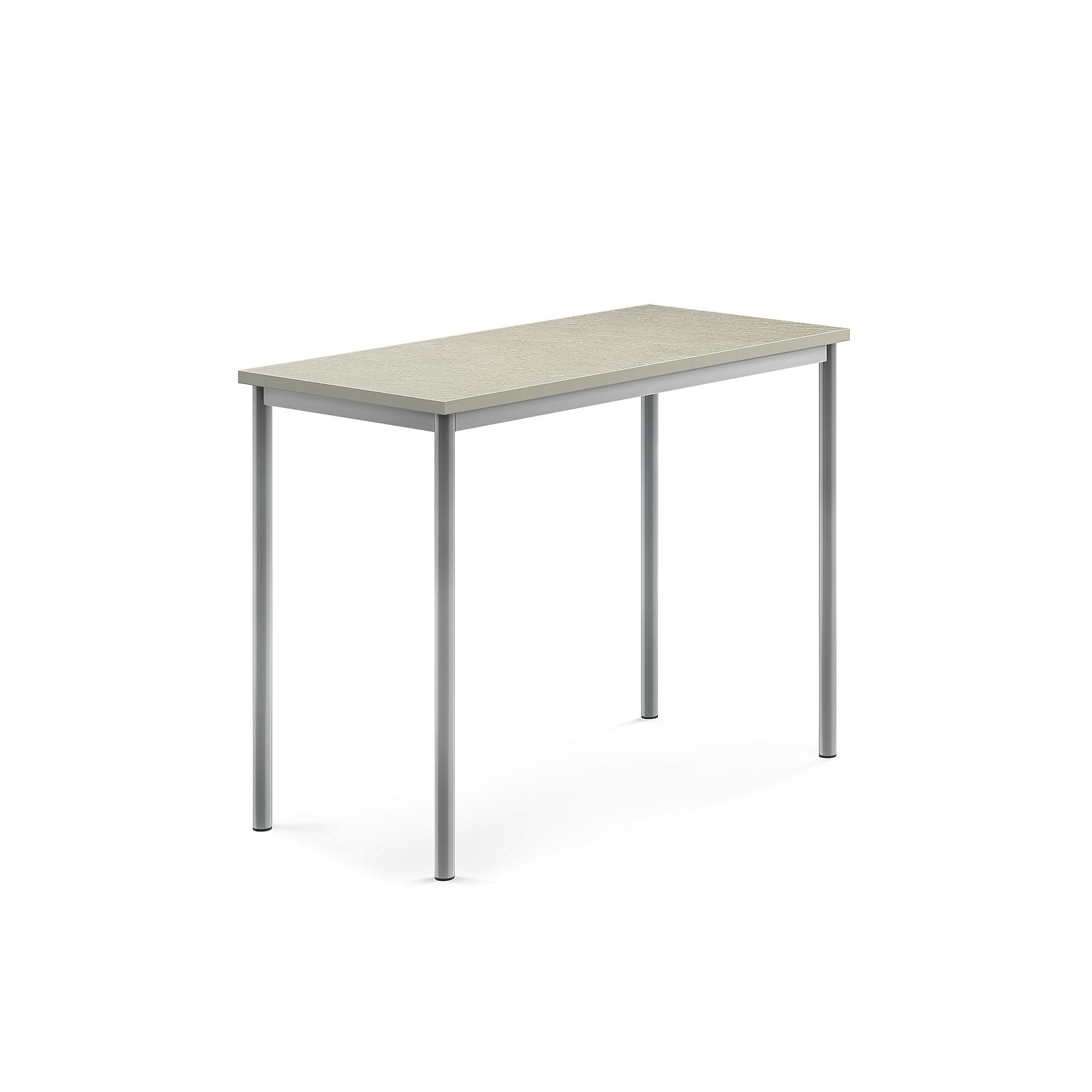 Stůl SONITUS, 1200x600x900 mm, stříbrné nohy, deska s linoleem, šedá