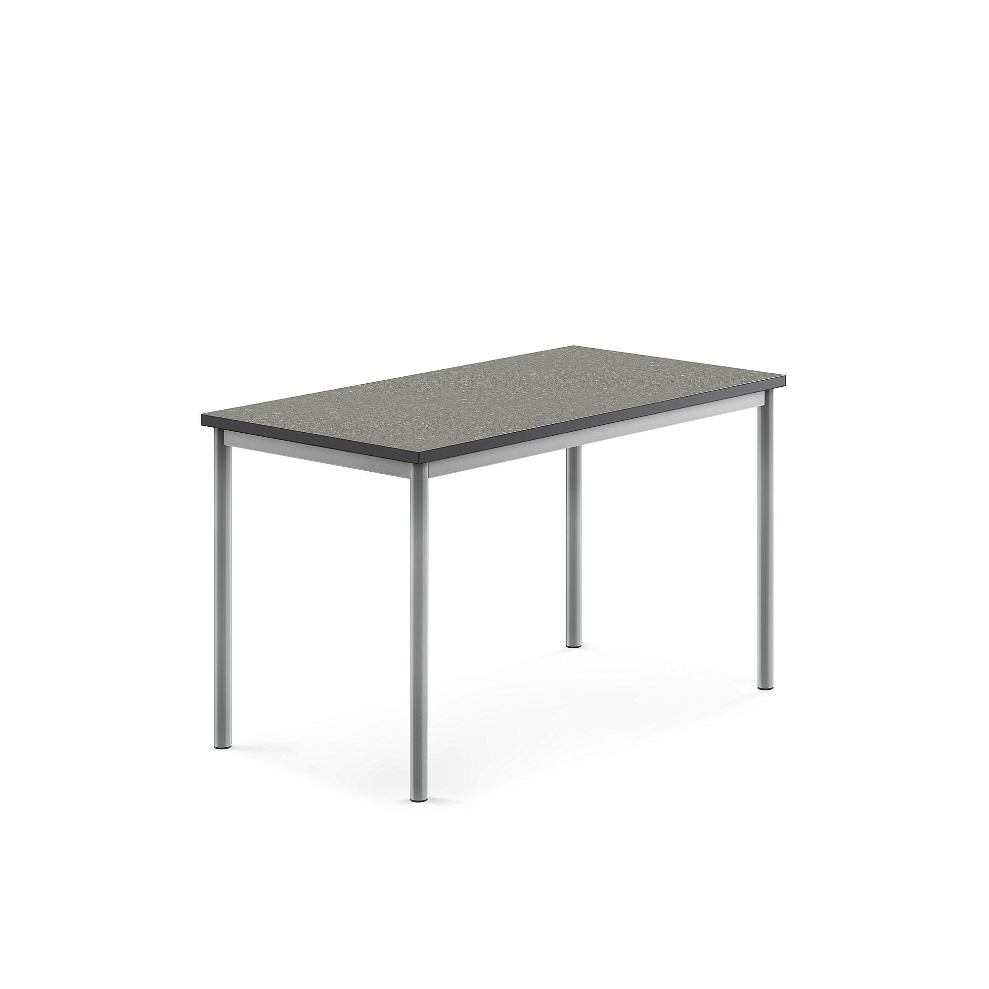 Stůl SONITUS, 1200x700x720 mm, stříbrné nohy, deska s linoleem, tmavě šedá