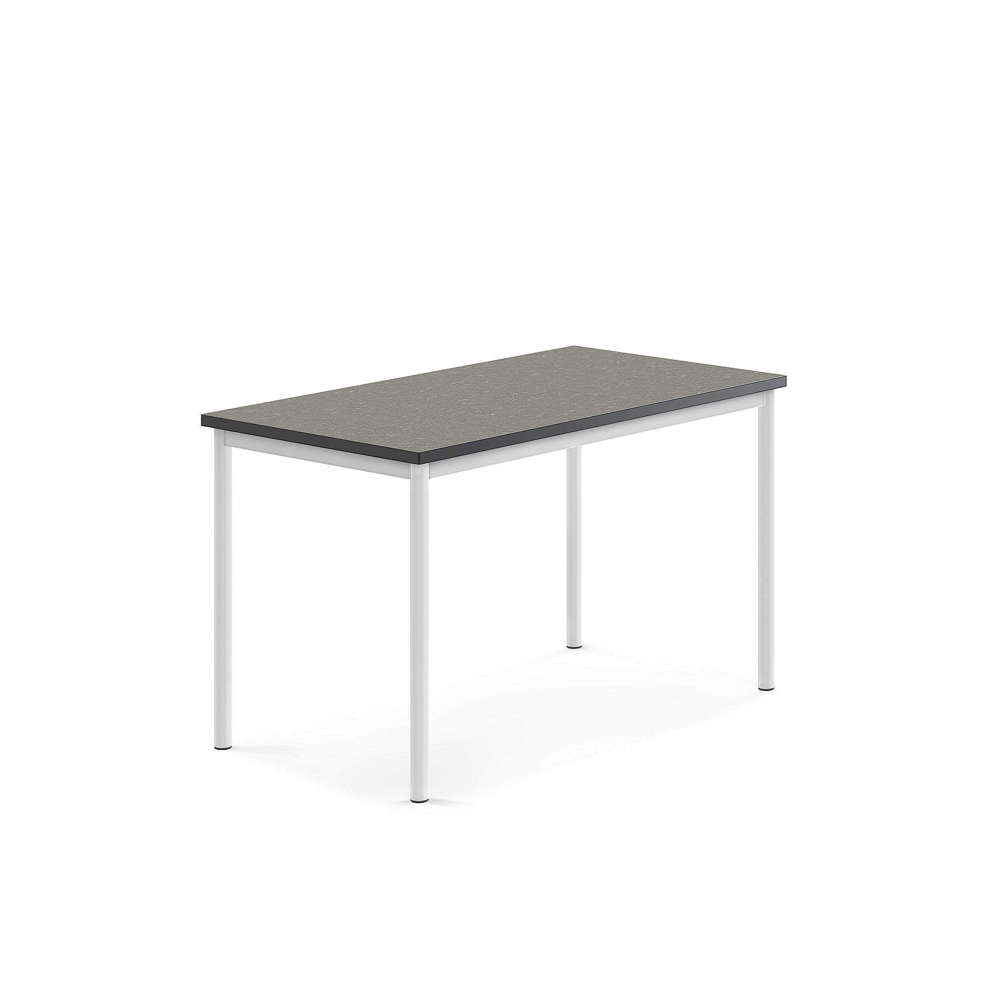 Levně Stůl SONITUS, 1200x700x720 mm, bílé nohy, deska s linoleem, tmavě šedá