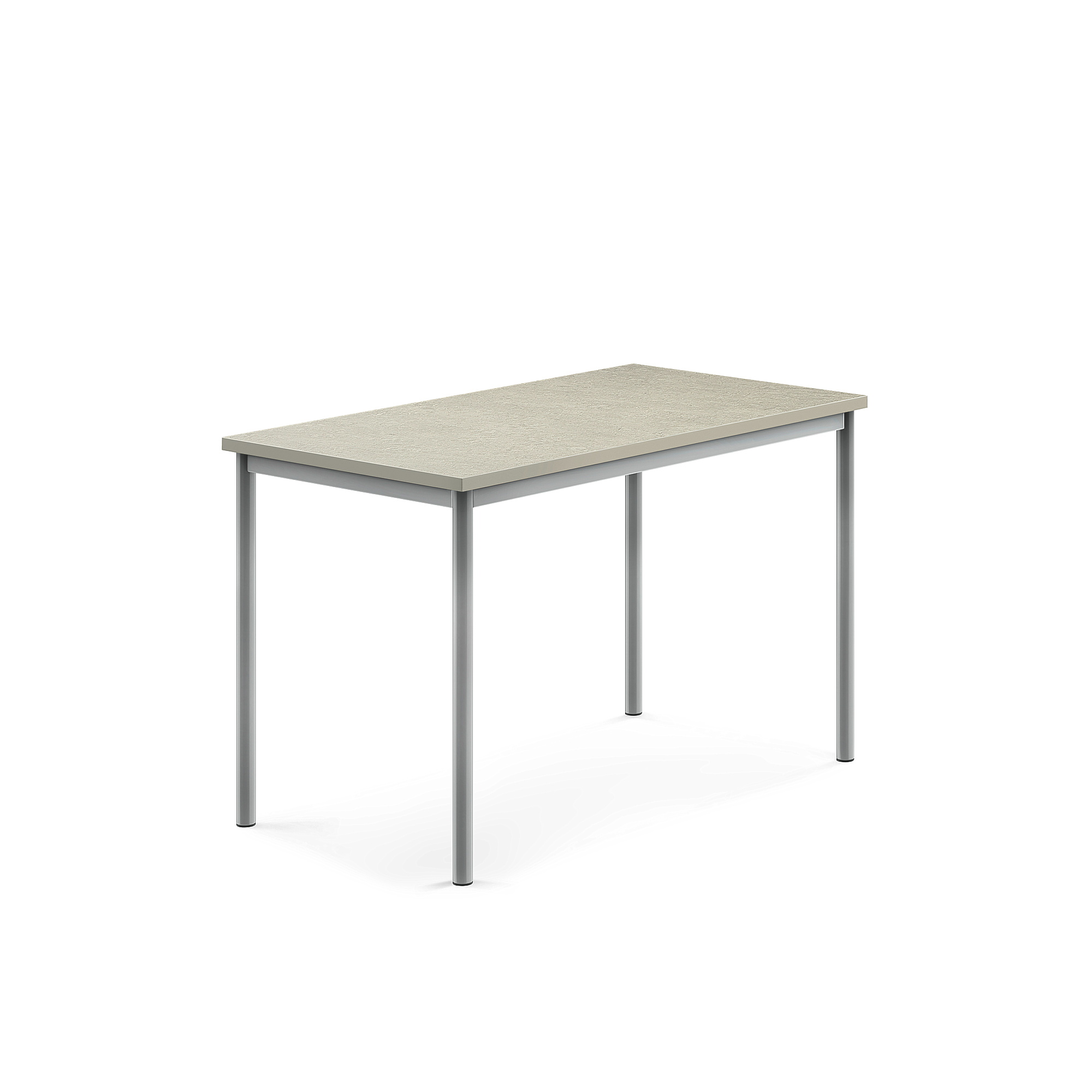 Stůl SONITUS, 1200x700x760 mm, stříbrné nohy, deska s linoleem, šedá