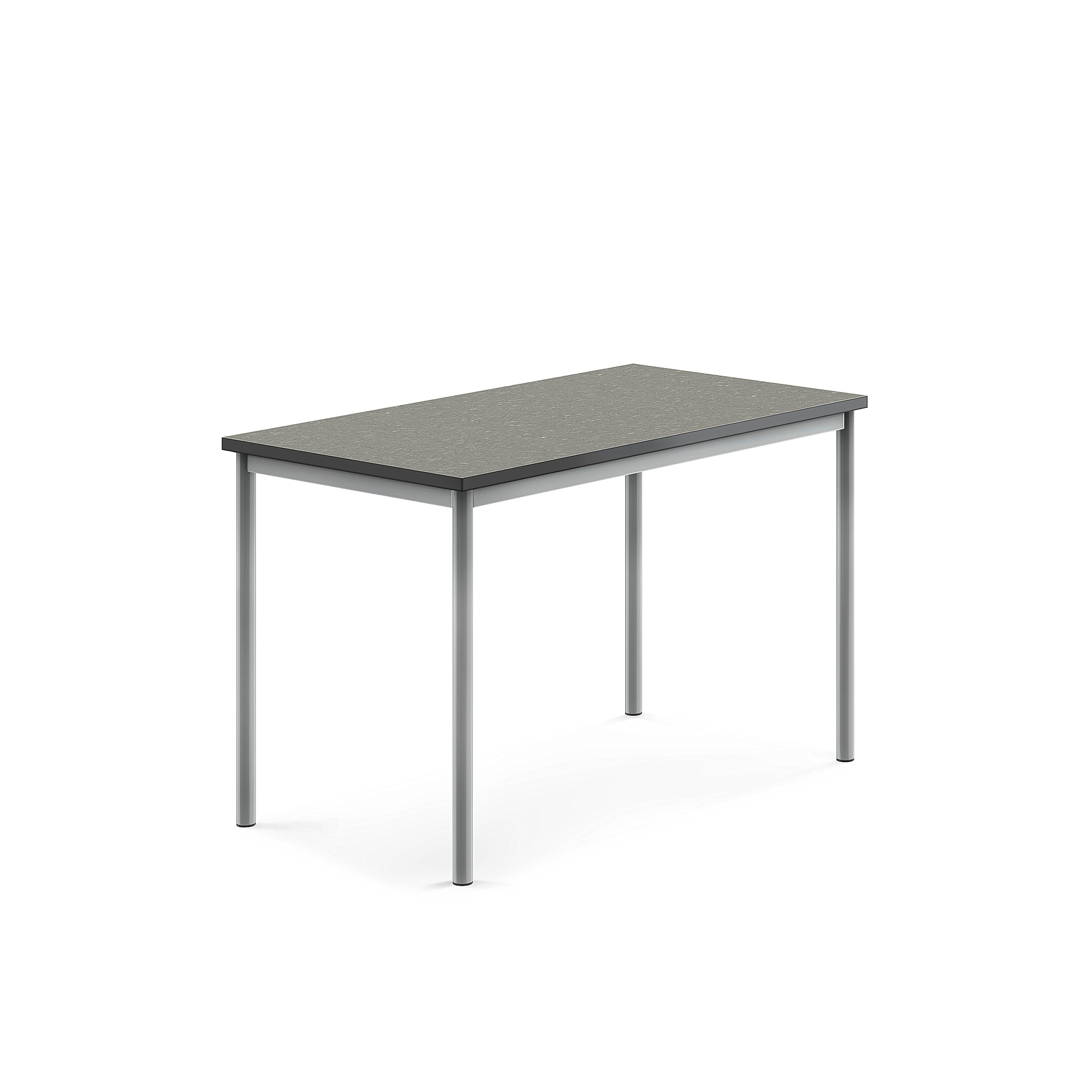 Stůl SONITUS, 1200x700x760 mm, stříbrné nohy, deska s linoleem, tmavě šedá