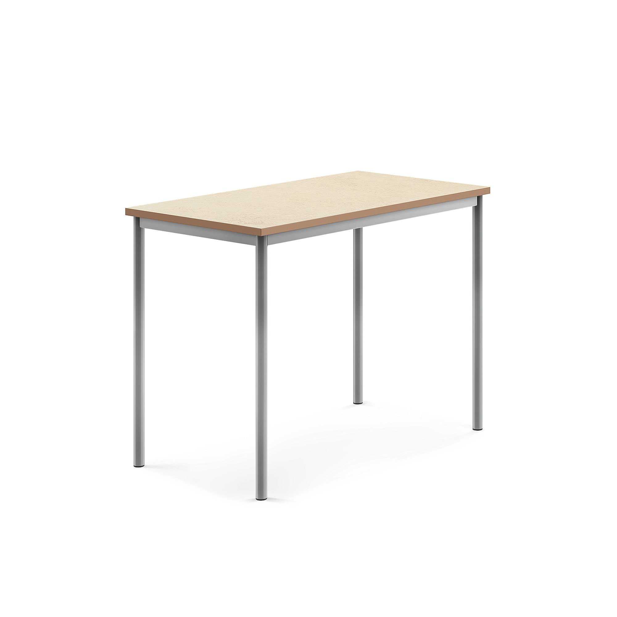 Stůl SONITUS, 1200x700x900 mm, stříbrné nohy, deska s linoleem, béžová