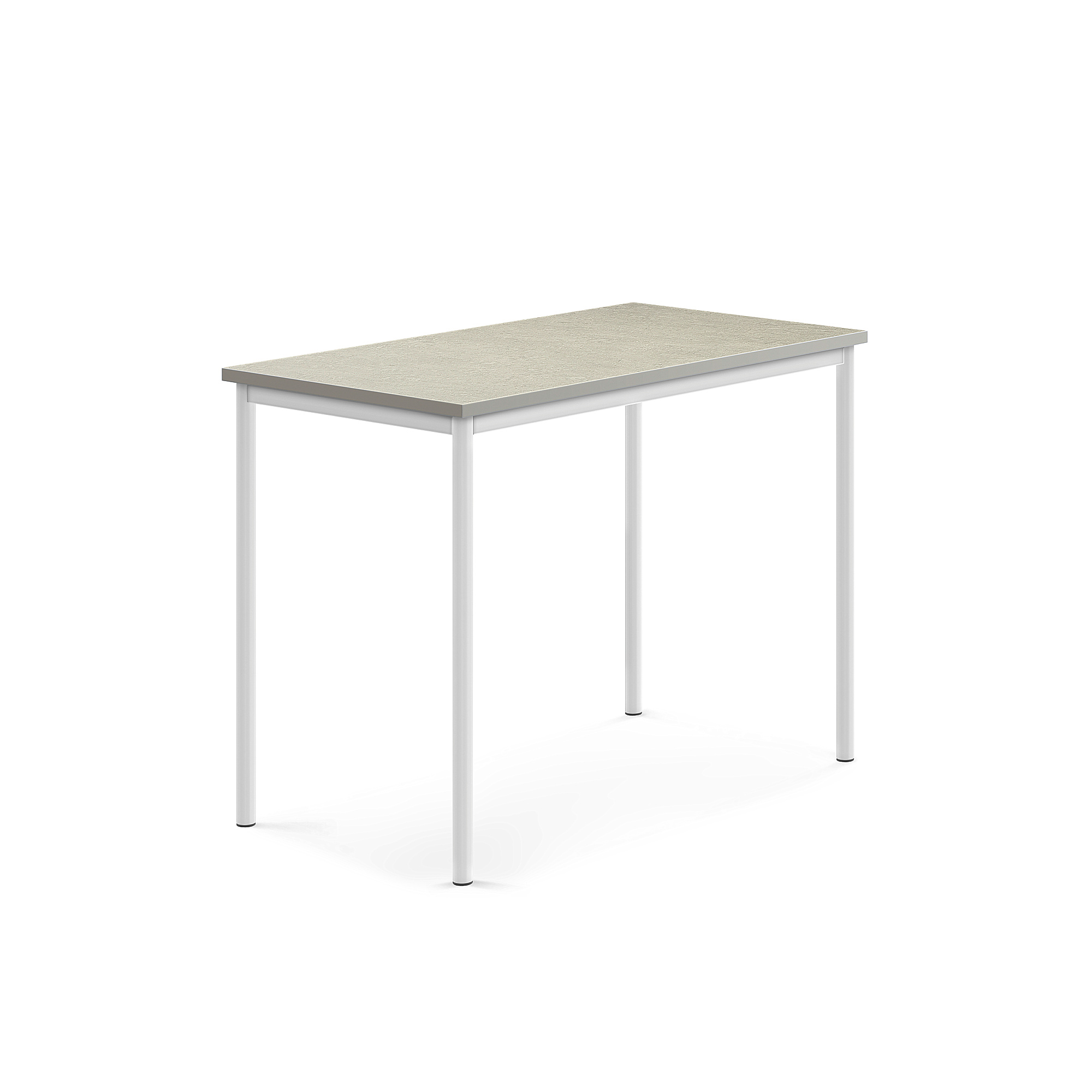 Stůl SONITUS, 1200x700x900 mm, bílé nohy, deska s linoleem, šedá
