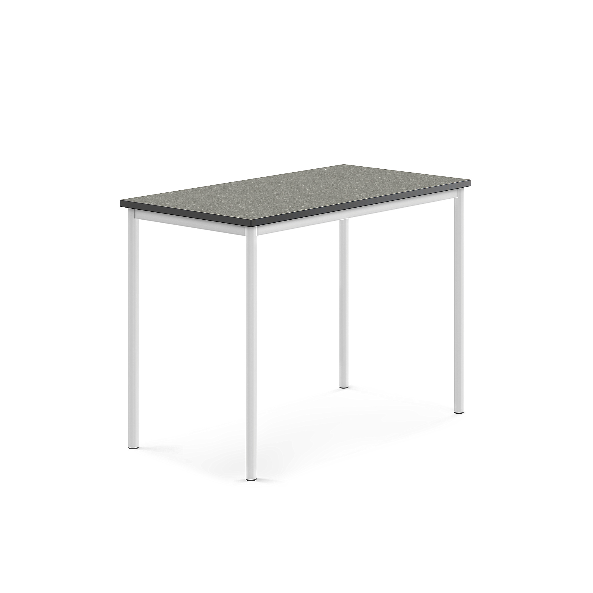 Stůl SONITUS, 1200x700x900 mm, bílé nohy, deska s linoleem, tmavě šedá