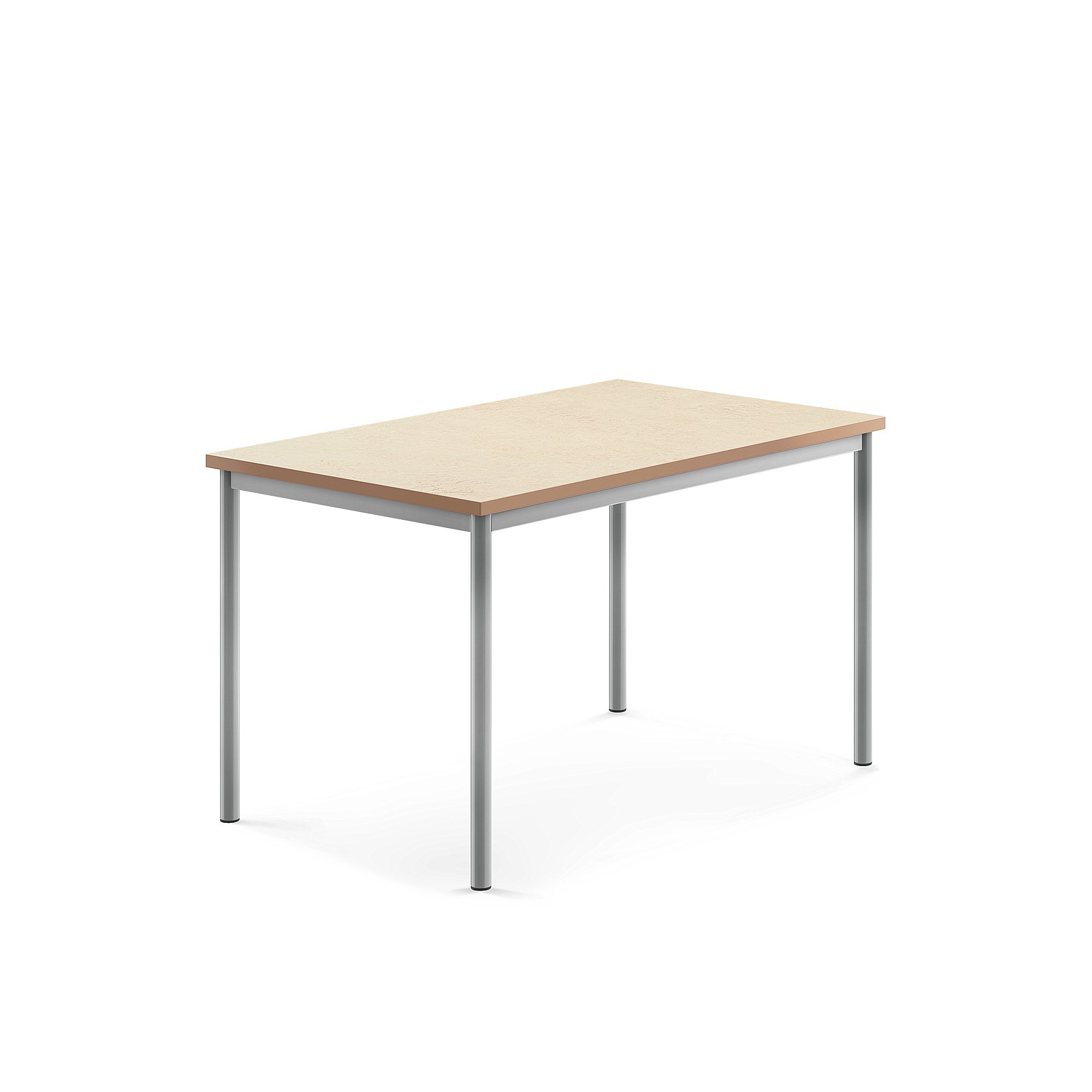 Stůl SONITUS, 1200x800x720 mm, stříbrné nohy, deska s linoleem, béžová