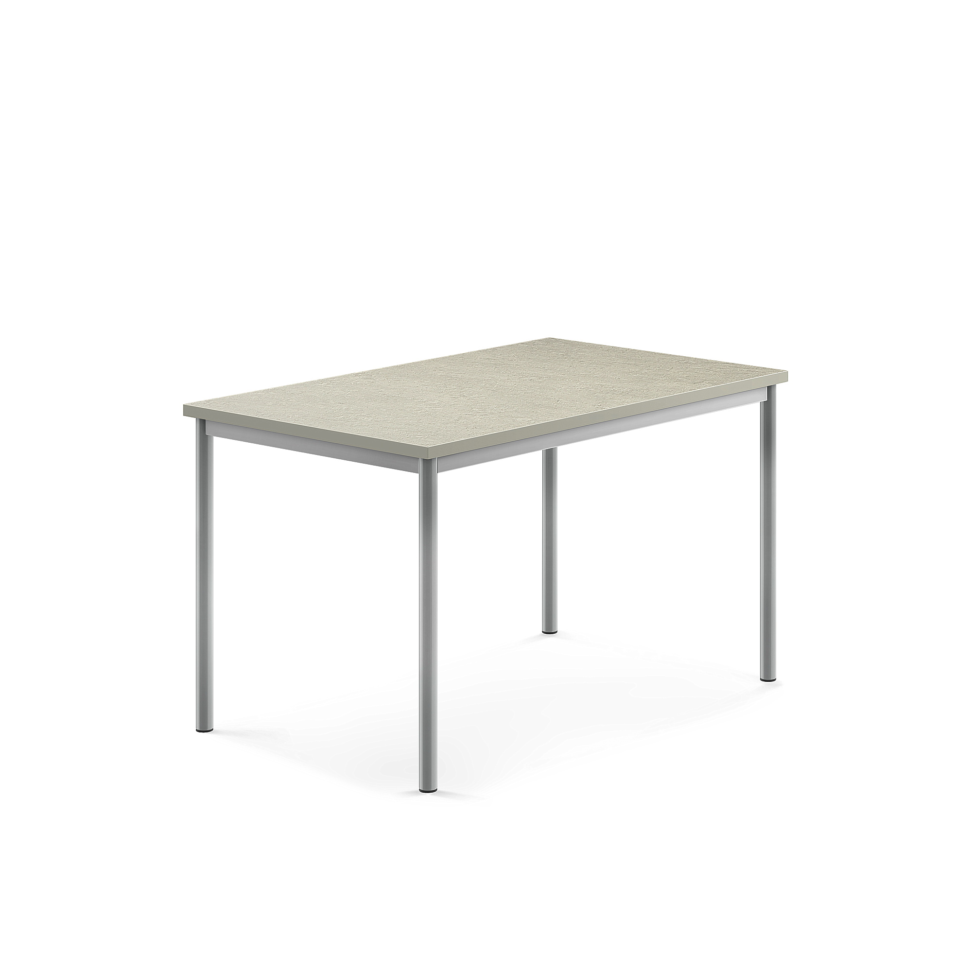 Stůl SONITUS, 1200x800x720 mm, stříbrné nohy, deska s linoleem, šedá