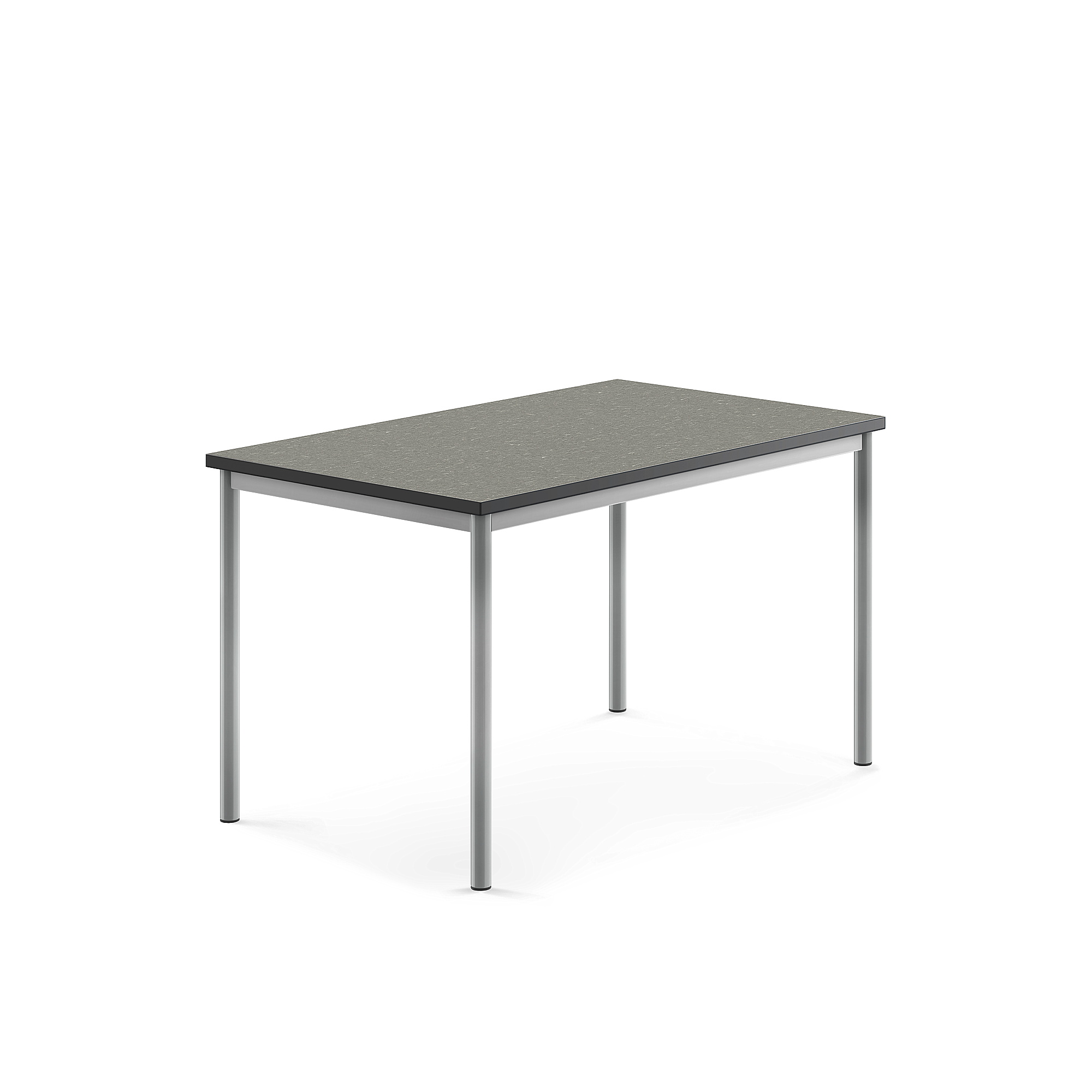 Stůl SONITUS, 1200x800x720 mm, stříbrné nohy, deska s linoleem, tmavě šedá