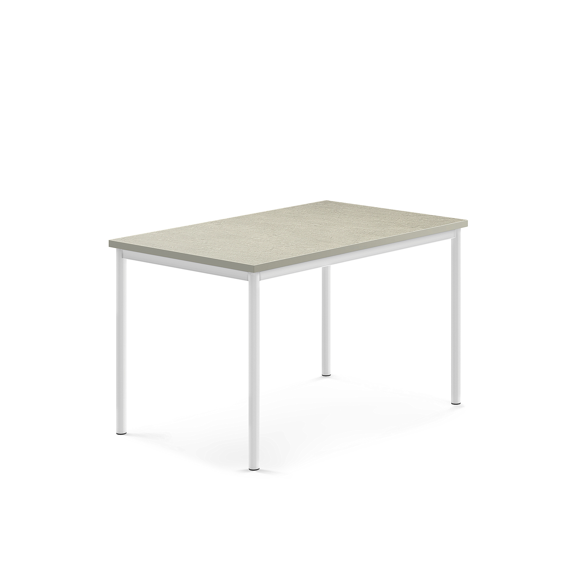 Stůl SONITUS, 1200x800x720 mm, bílé nohy, deska s linoleem, šedá