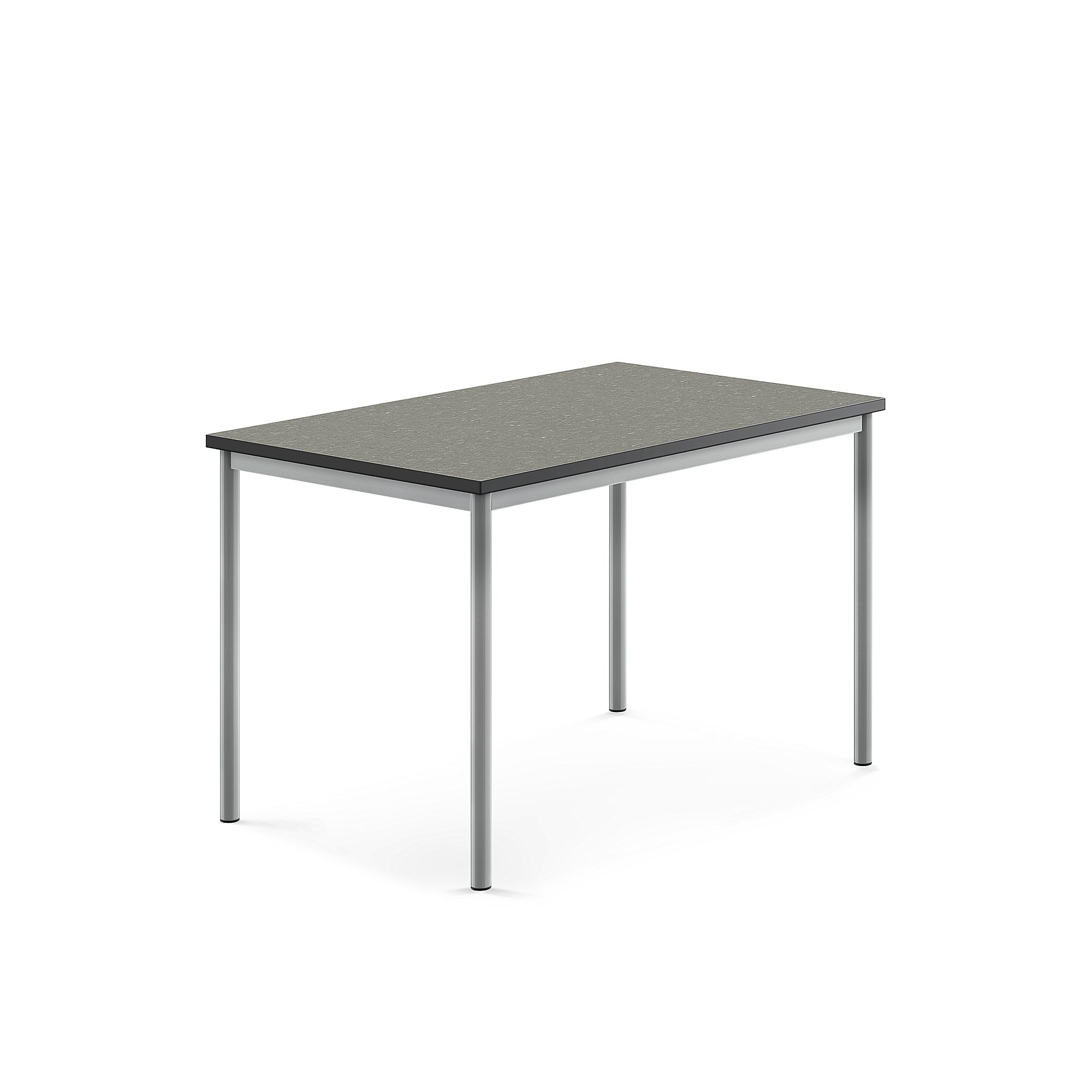 Stůl SONITUS, 1200x800x760 mm, stříbrné nohy, deska s linoleem, tmavě šedá