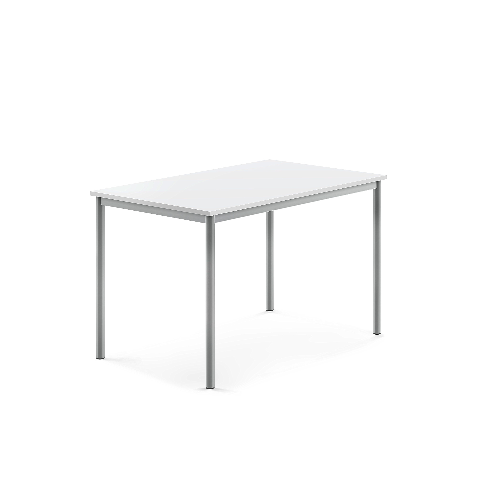 Stůl SONITUS, 1200x800x760 mm, stříbrné nohy, HPL deska tlumící hluk, bílá