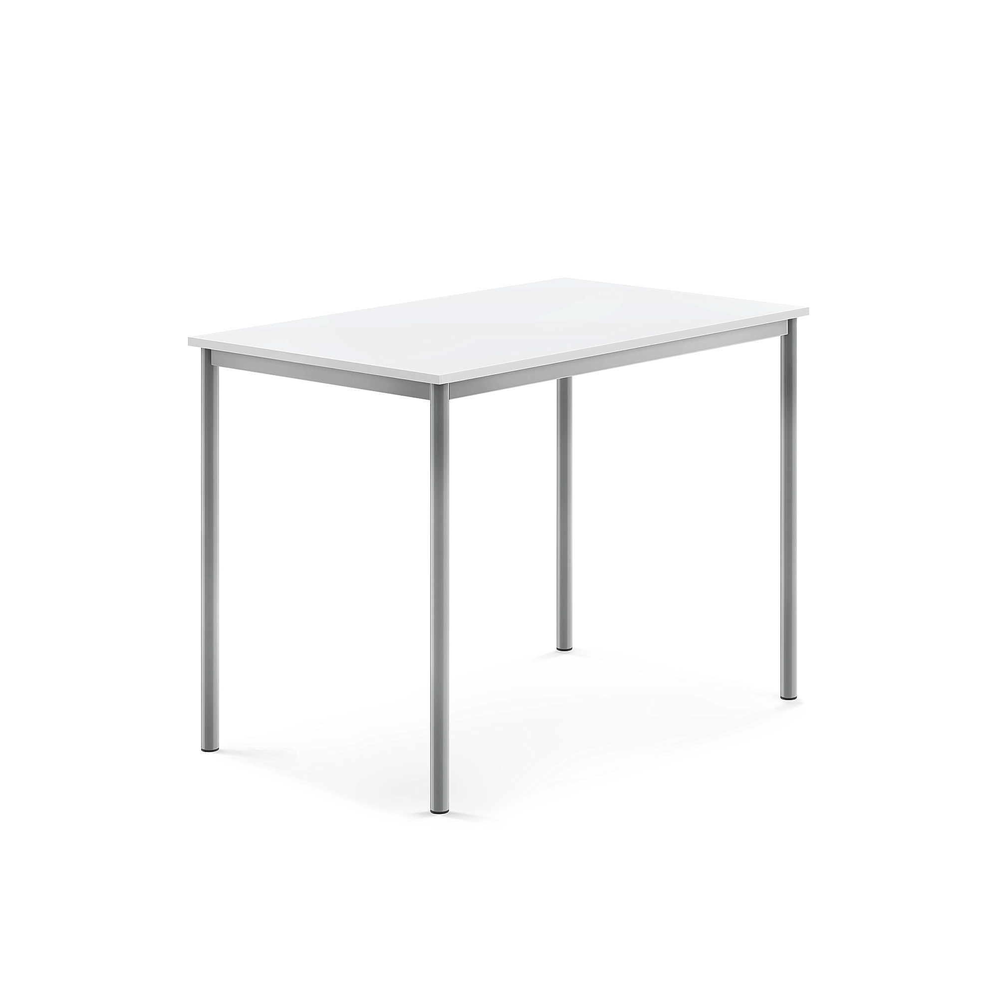 Stůl SONITUS, 1200x800x900 mm, stříbrné nohy, HPL deska tlumící hluk, bílá