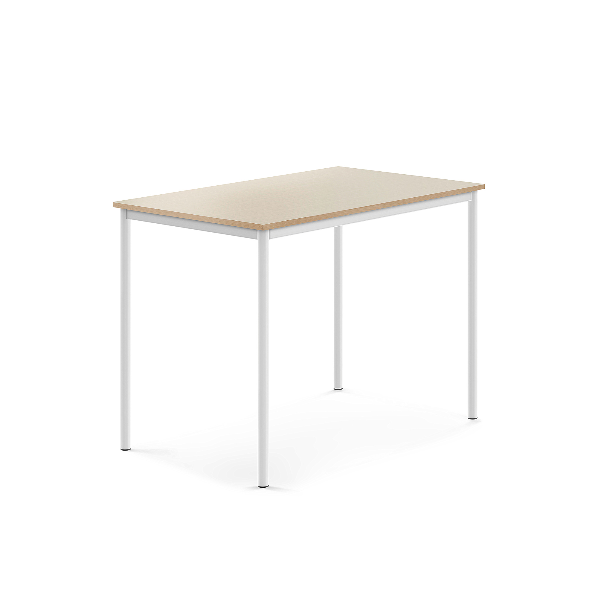 Stůl SONITUS, 1200x800x900 mm, bílé nohy, HPL deska tlumící hluk, bříza