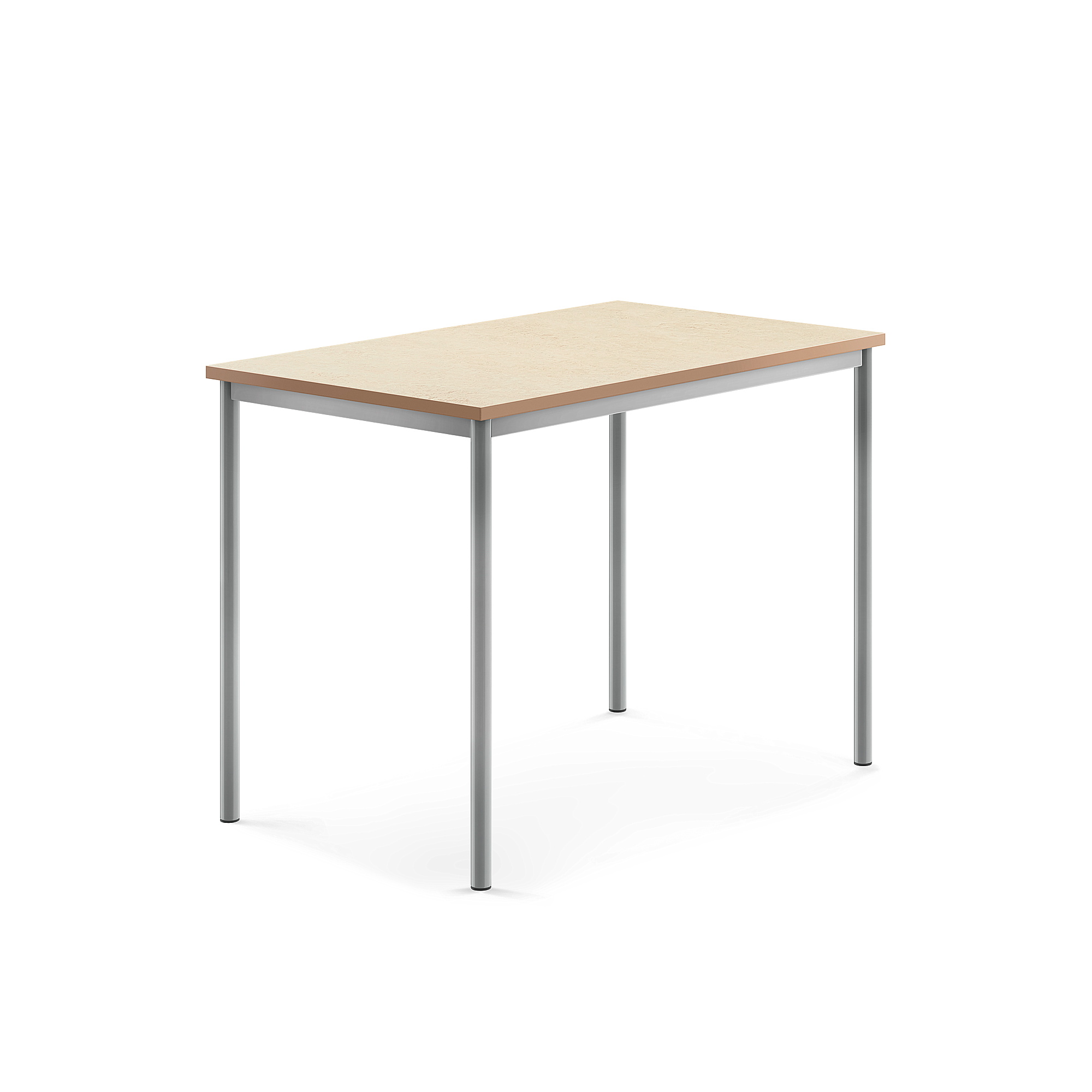 Stůl SONITUS, 1200x800x900 mm, stříbrné nohy, deska s linoleem, béžová