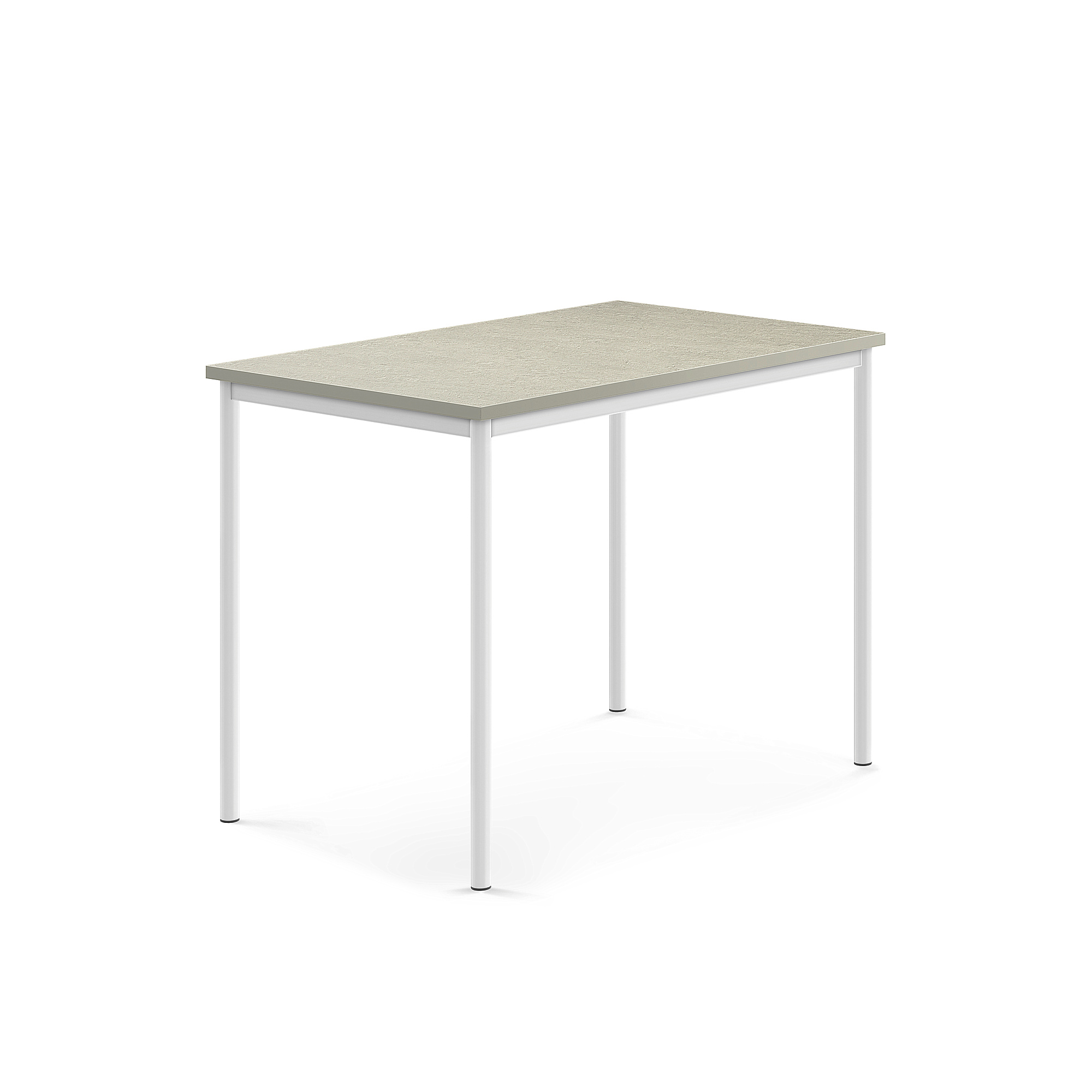 Stůl SONITUS, 1200x800x900 mm, bílé nohy, deska s linoleem, šedá