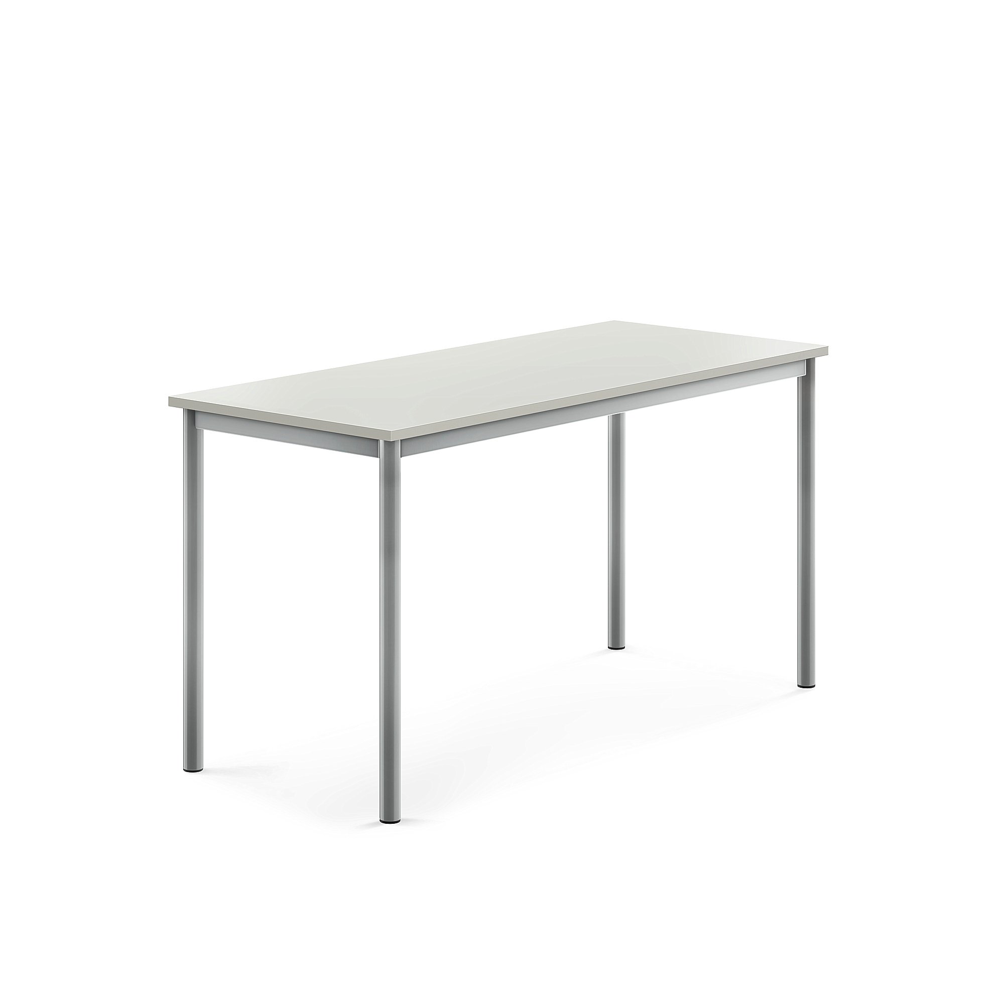 Stůl SONITUS, 1400x600x720 mm, stříbrné nohy, HPL deska tlumící hluk, šedá
