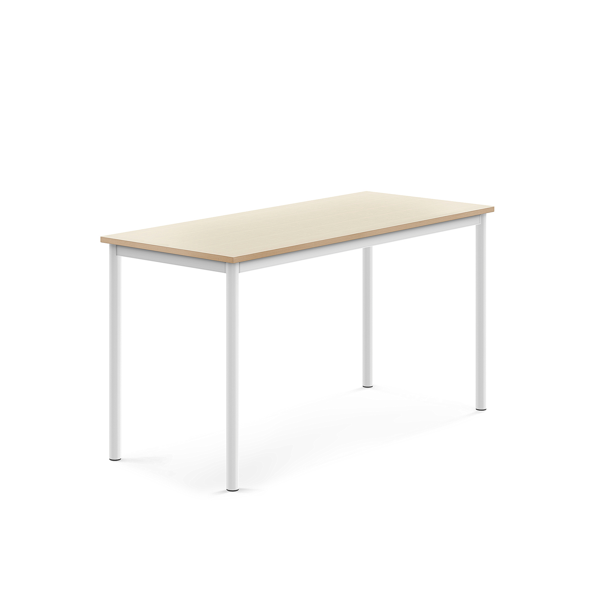 Stůl SONITUS, 1400x600x720 mm, bílé nohy, HPL deska tlumící hluk, bříza