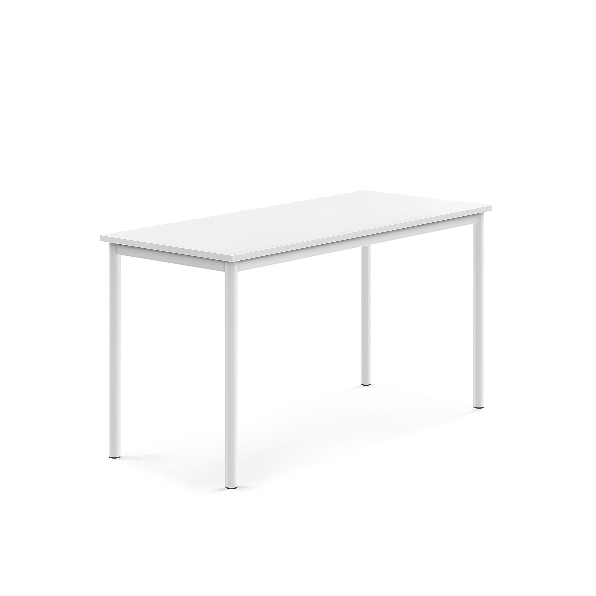 Stůl SONITUS, 1400x600x720 mm, bílé nohy, HPL deska tlumící hluk, bílá