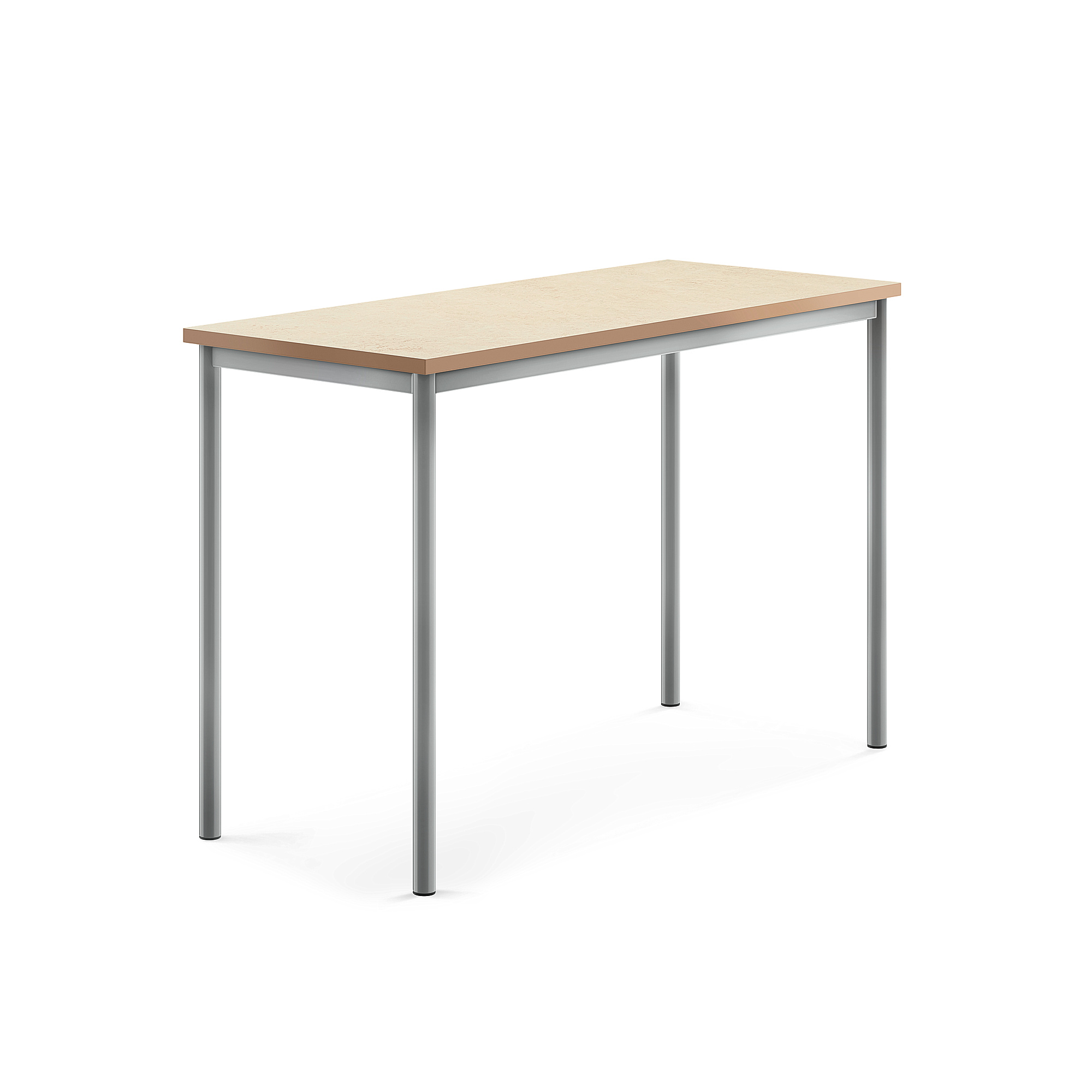 Stůl SONITUS, 1400x600x900 mm, stříbrné nohy, deska s linoleem, béžová