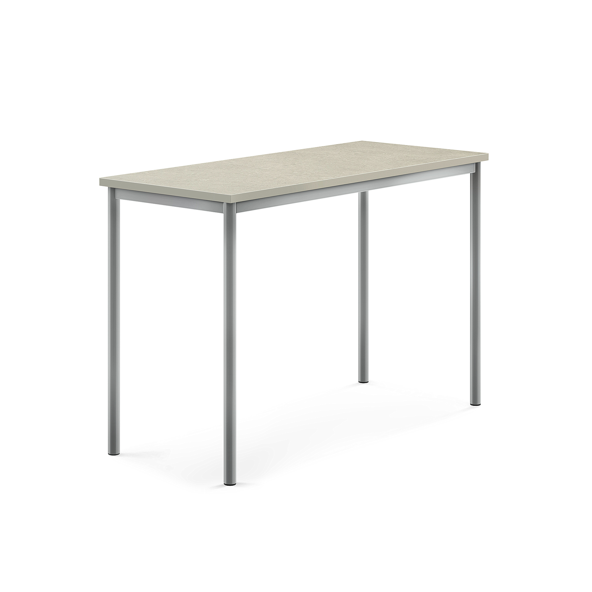 Stůl SONITUS, 1400x600x900 mm, stříbrné nohy, deska s linoleem, šedá
