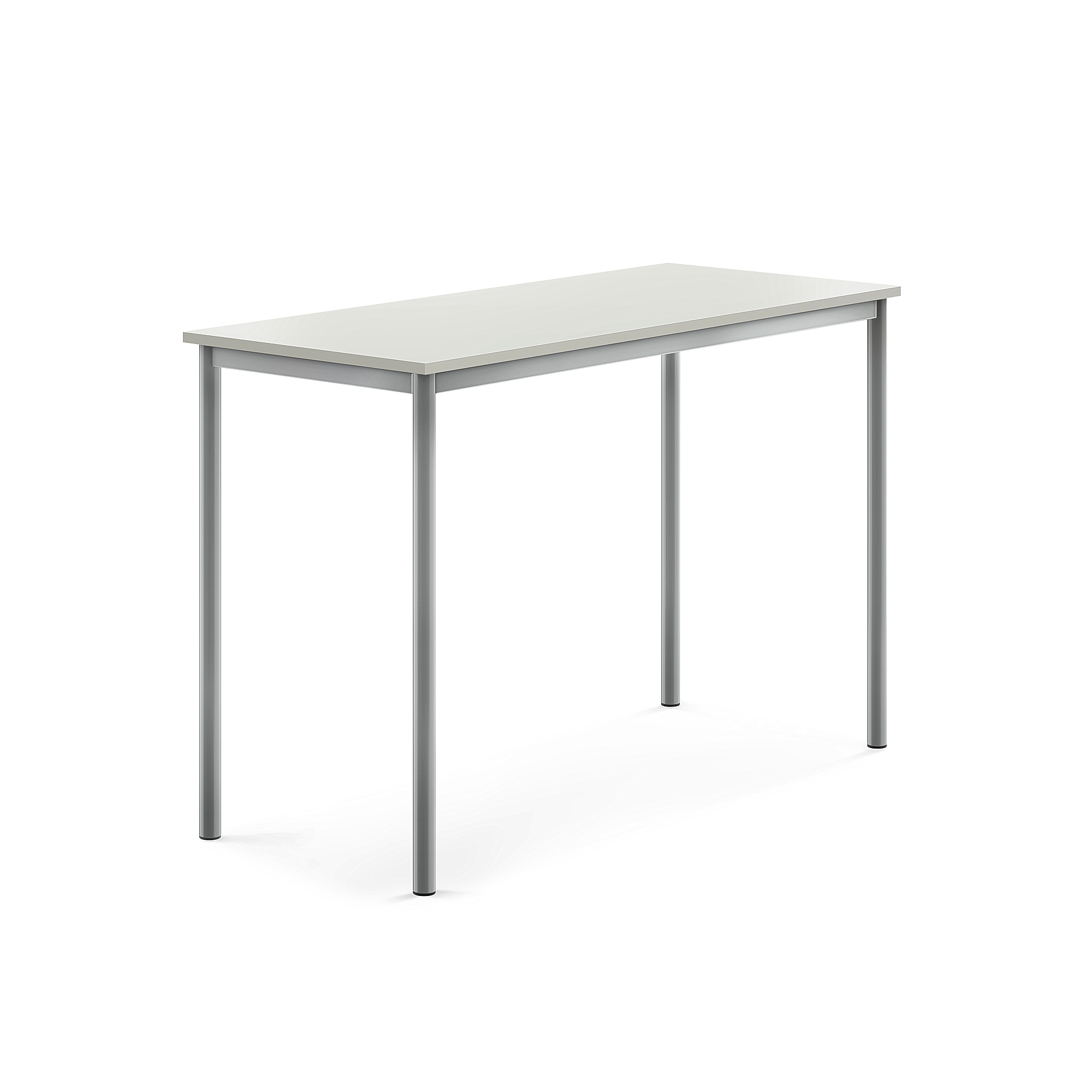 Stůl SONITUS, 1400x600x900 mm, stříbrné nohy, HPL deska tlumící hluk, šedá