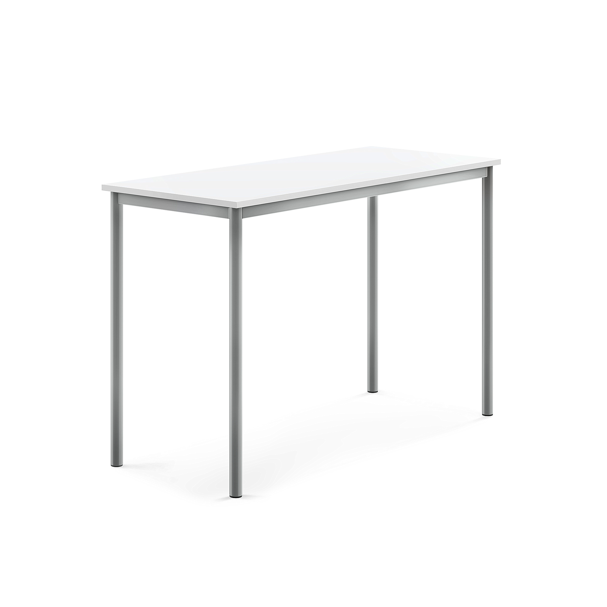 Stůl SONITUS, 1400x600x900 mm, stříbrné nohy, HPL deska tlumící hluk, bílá